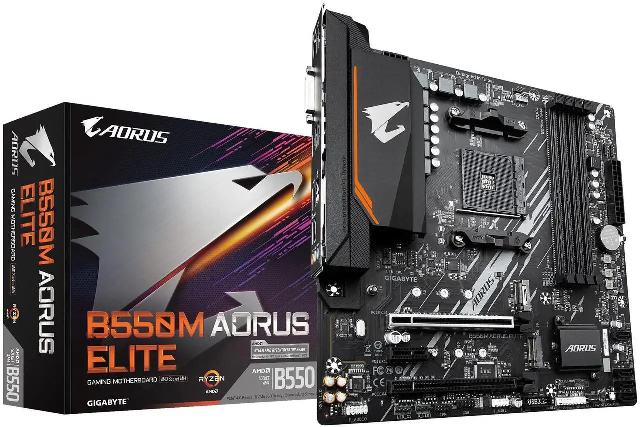 Main image of Gigabyte GIGABYTE B550M AORUS Elite (AM4/ AMD/ B550/ Micro-ATX/ DDR4/ Dual M.2/ PCIe 4.0/ Realtek GbE LAN/Gaming Motherboard)