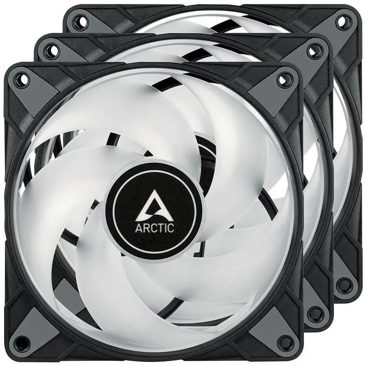 Alt view image 2 of 5 - ARCTIC P12 PWM PST A-RGB (3 Pack) - 120 mm PWM case Fan Optimized for Static Pressure, case Fan, semi-Passive: 0-2000 RPM, 5V 3 pin ARGB LED, Single Fan - Black