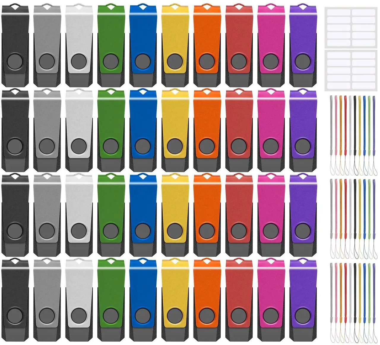 Main image of AGECASH USB Thumb Drive Bulk USB 2.0 Flash Drive 2GB 100 Pack 2 GB USB Drive Pack of 100 Jump Drive Multipack 2GB USB Memory Stick Pack for Data Backup 100PCS 2GB with Lanyard Multicolor