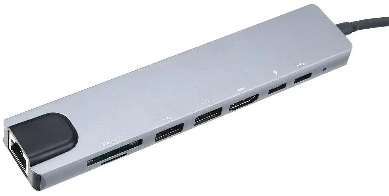 Alt view image 2 of 5 - 8 in 1 4K Multiport Type C to USB-C HDMI Adapter USB 3.0 Cable Hub