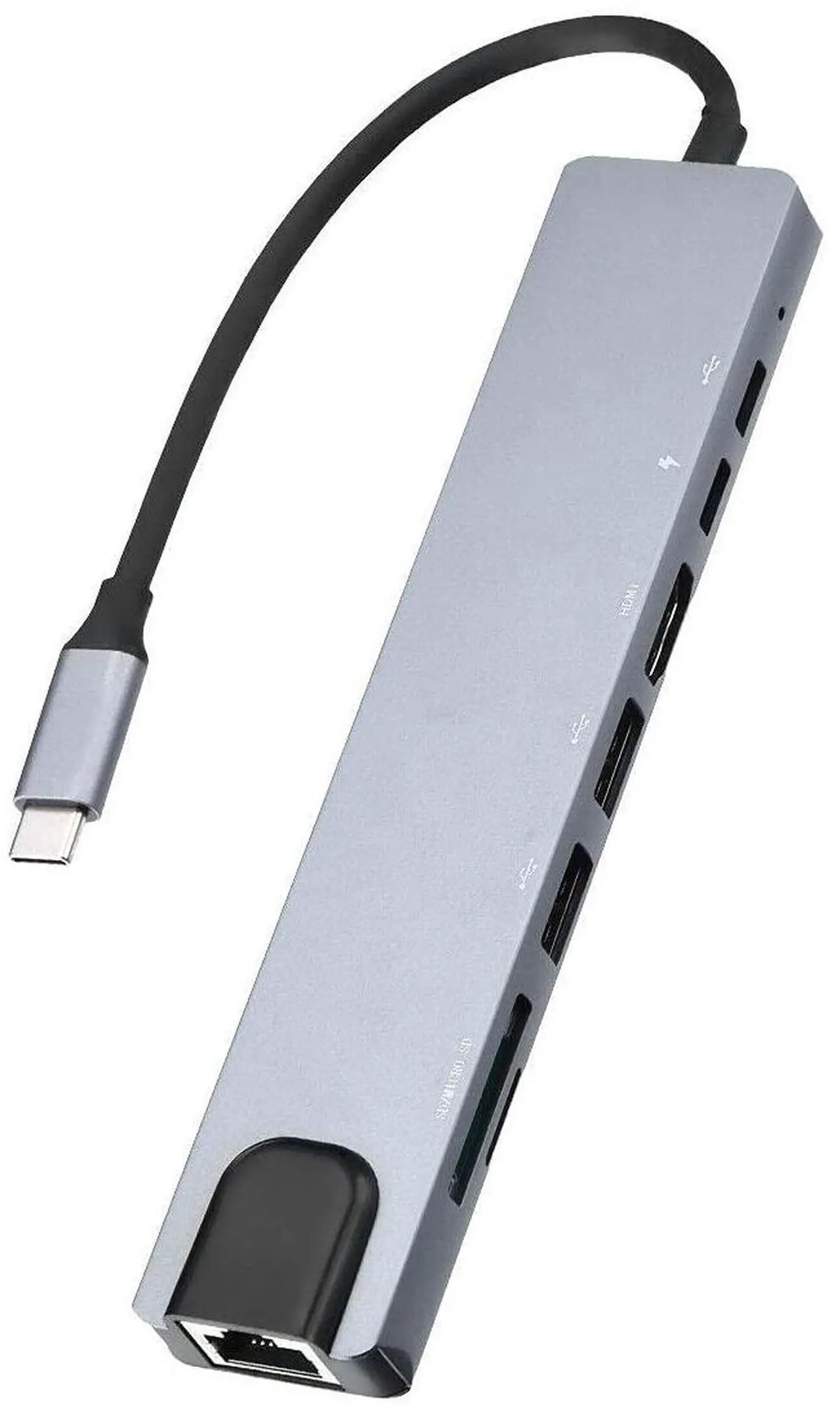Alt view image 3 of 5 - 8 in 1 4K Multiport Type C to USB-C HDMI Adapter USB 3.0 Cable Hub