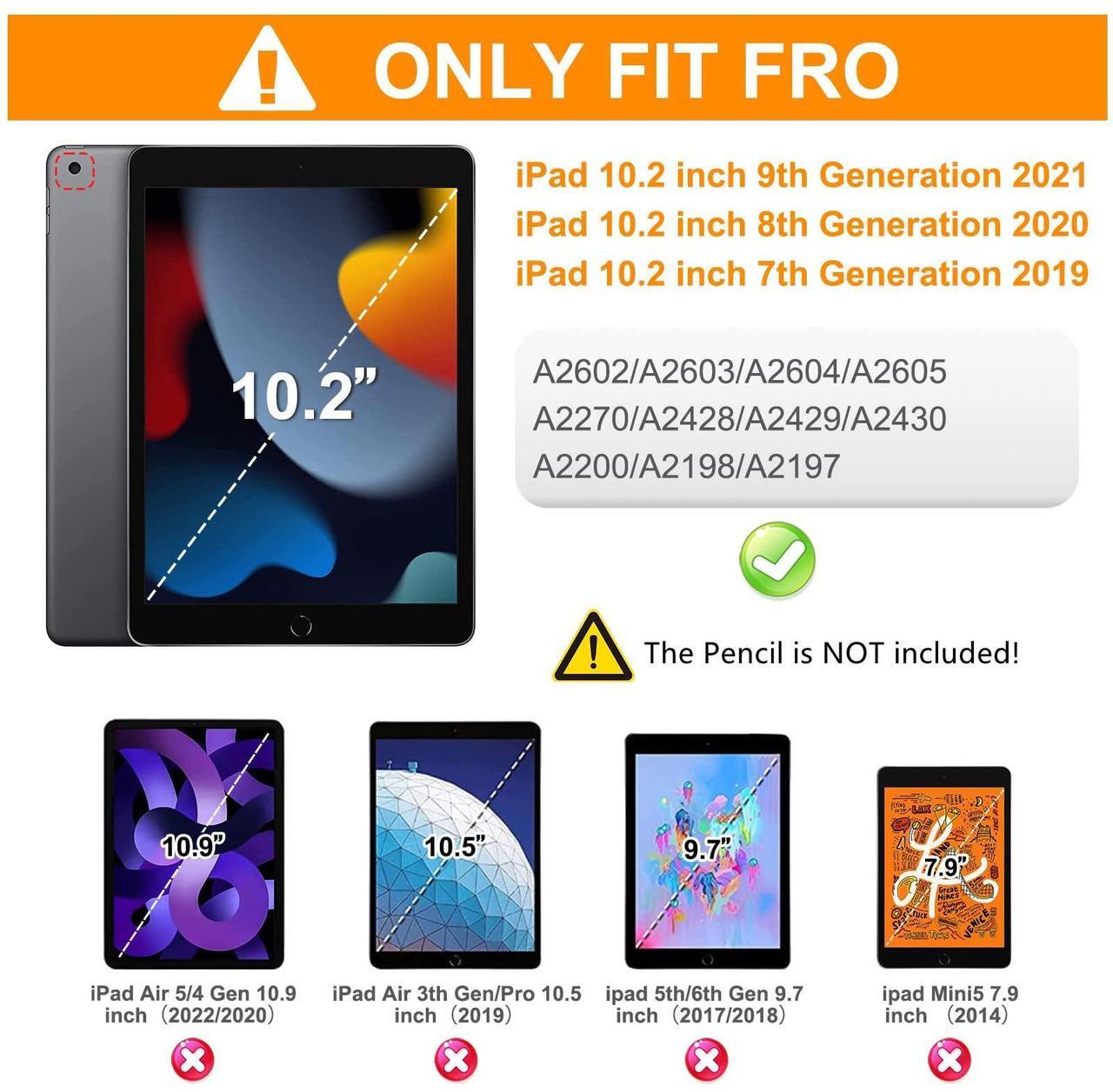 Alt view image 2 of 5 - BRAECN iPad Case 9th 8th Generation 10.2 Inch 2021 2020, Heavy Duty Kids Case with Pencil Holder Screen Protector Pencil Cap Holder Hand Strap Carrying Strap for iPad 7th Gen 10.2 2019 -Colorful Pink