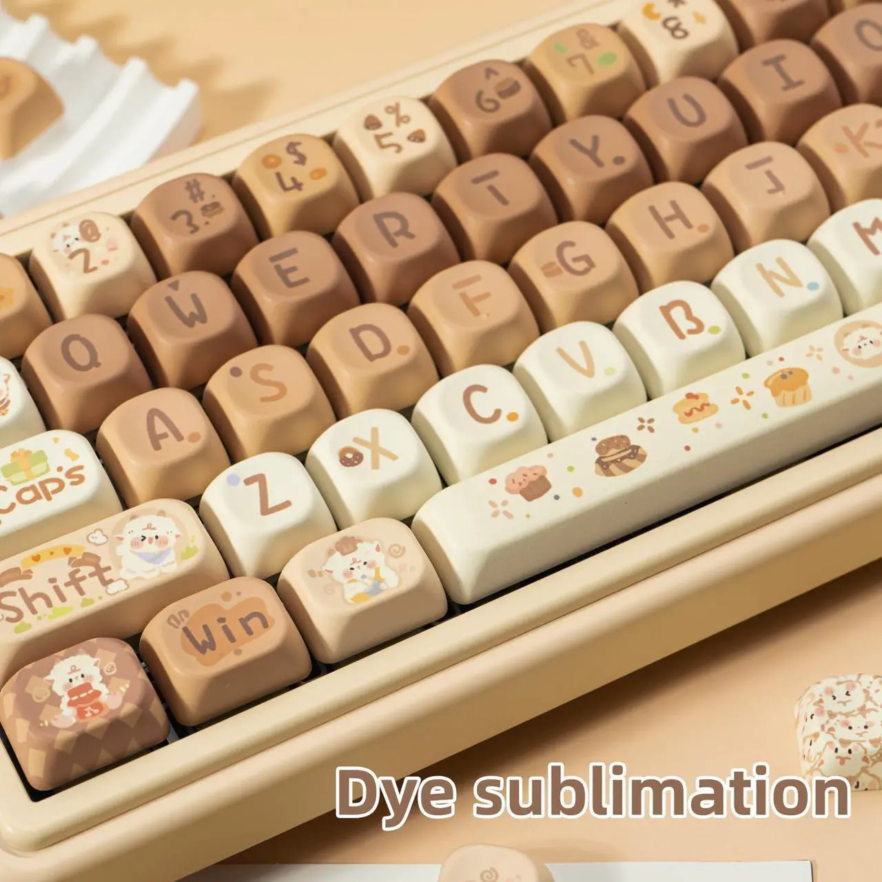Alt view image 4 of 5 - COOMICKEY PBT Keycaps 130 Keys Kawaii Key Cap Dye-Sublimation Cute Keycaps MOA Profile Custom Keyboard Keycap Set for 60% 65% 75% 100% Cherry Gateron MX Switches Mechanical Keyboards