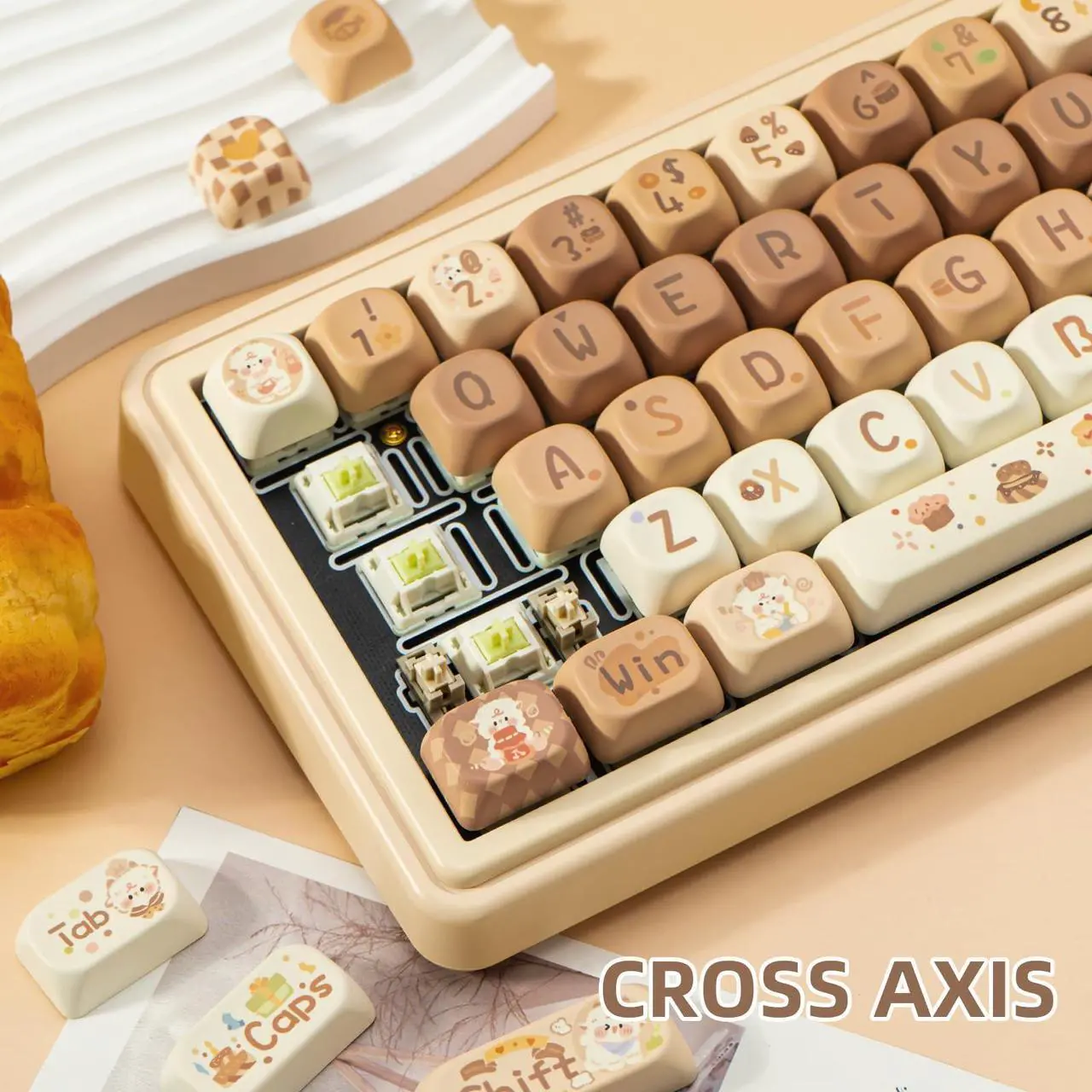 Alt view image 3 of 5 - COOMICKEY PBT Keycaps 130 Keys Kawaii Key Cap Dye-Sublimation Cute Keycaps MOA Profile Custom Keyboard Keycap Set for 60% 65% 75% 100% Cherry Gateron MX Switches Mechanical Keyboards