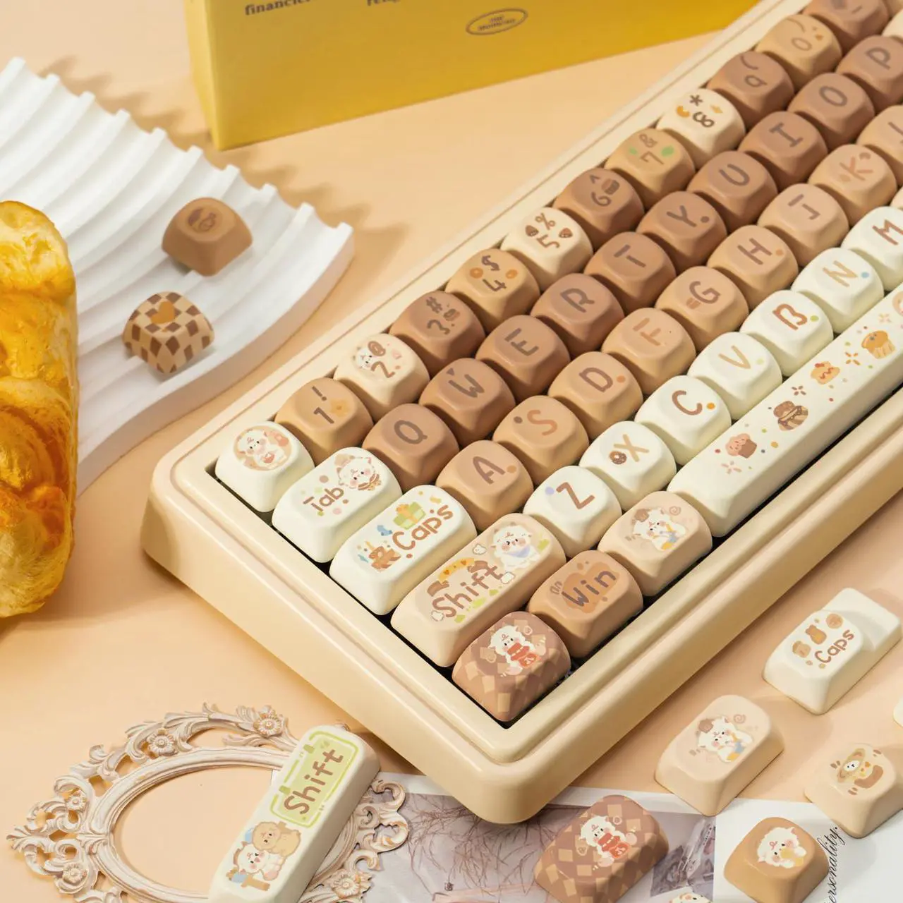 Alt view image 5 of 5 - COOMICKEY PBT Keycaps 130 Keys Kawaii Key Cap Dye-Sublimation Cute Keycaps MOA Profile Custom Keyboard Keycap Set for 60% 65% 75% 100% Cherry Gateron MX Switches Mechanical Keyboards