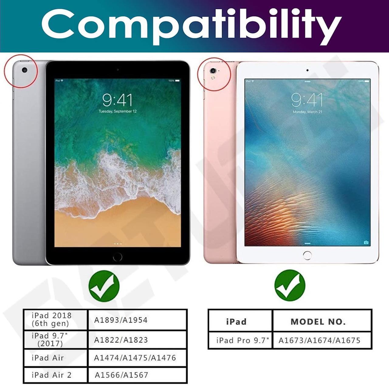 Alt view image 2 of 5 - DETUOSI for iPad Air 2 Keyboard Case, for iPad 9.7" 2017/2018 Keyboard Case with Apple Pencil Holder, Detachable Wireless 7-Colors Backlit Keyboard + PU Leather Cover for iPad Pro 9.7", for iPad Air 1