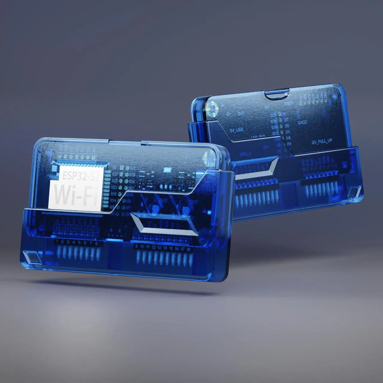 Alt view image 3 of 5 - 4 in 1 Protective Case for Flipper Zero Device and Wi-Fi Dev Board V1 ESP32-S2, Cover Set Accessories for Flipper Zero WiFi Dev Board - Blue and Clear Set