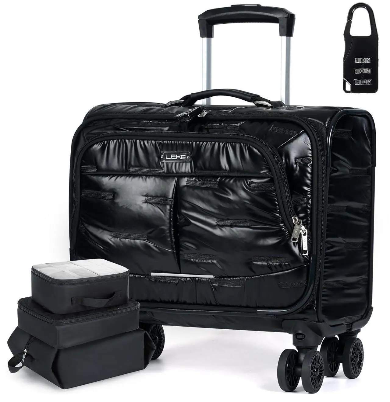 Main image of Lekebobor Rolling Laptop Bag Rolling, Laptop Briefcase on Wheels with 3 Packing Cubes for Women Fits Up to 15.6Inch computer Bags Water Resistant for Work Travel and Business, Black