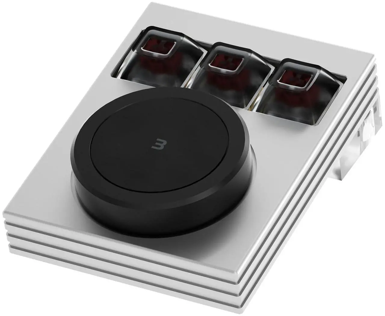 Main image of NLOFIN Macro Keyboard Programmable Keypad,Mini 3-Key OSU Programmable Mechanical Keyboard,Copy Paste Keyboard with Knob Type-C Interface Compatible,Support for Win and Mac Systems (Silver)