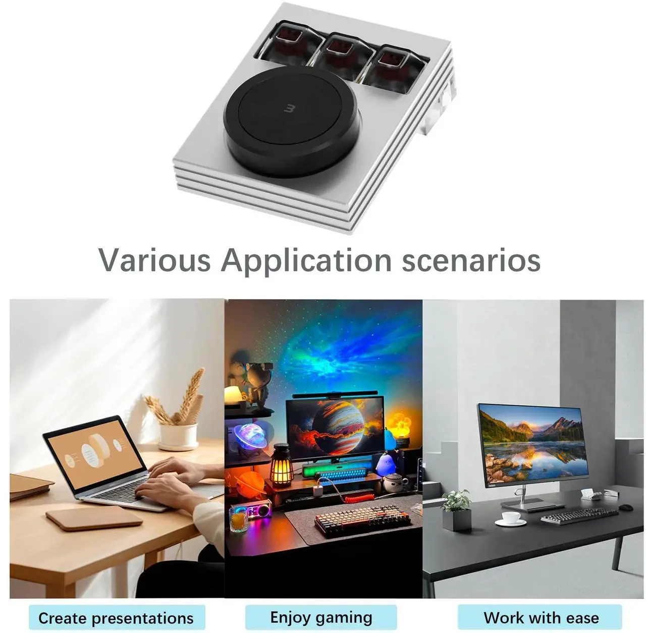 Alt view image 5 of 5 - NLOFIN Macro Keyboard Programmable Keypad,Mini 3-Key OSU Programmable Mechanical Keyboard,Copy Paste Keyboard with Knob Type-C Interface Compatible,Support for Win and Mac Systems (Silver)