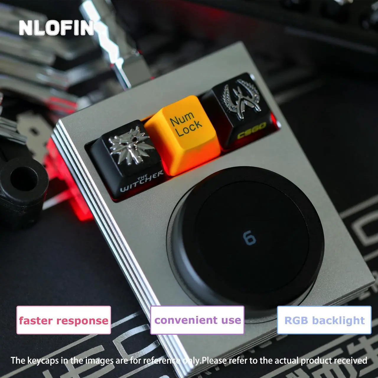 Alt view image 4 of 5 - NLOFIN Macro Keyboard Programmable Keypad,Mini 3-Key OSU Programmable Mechanical Keyboard,Copy Paste Keyboard with Knob Type-C Interface Compatible,Support for Win and Mac Systems (Silver)