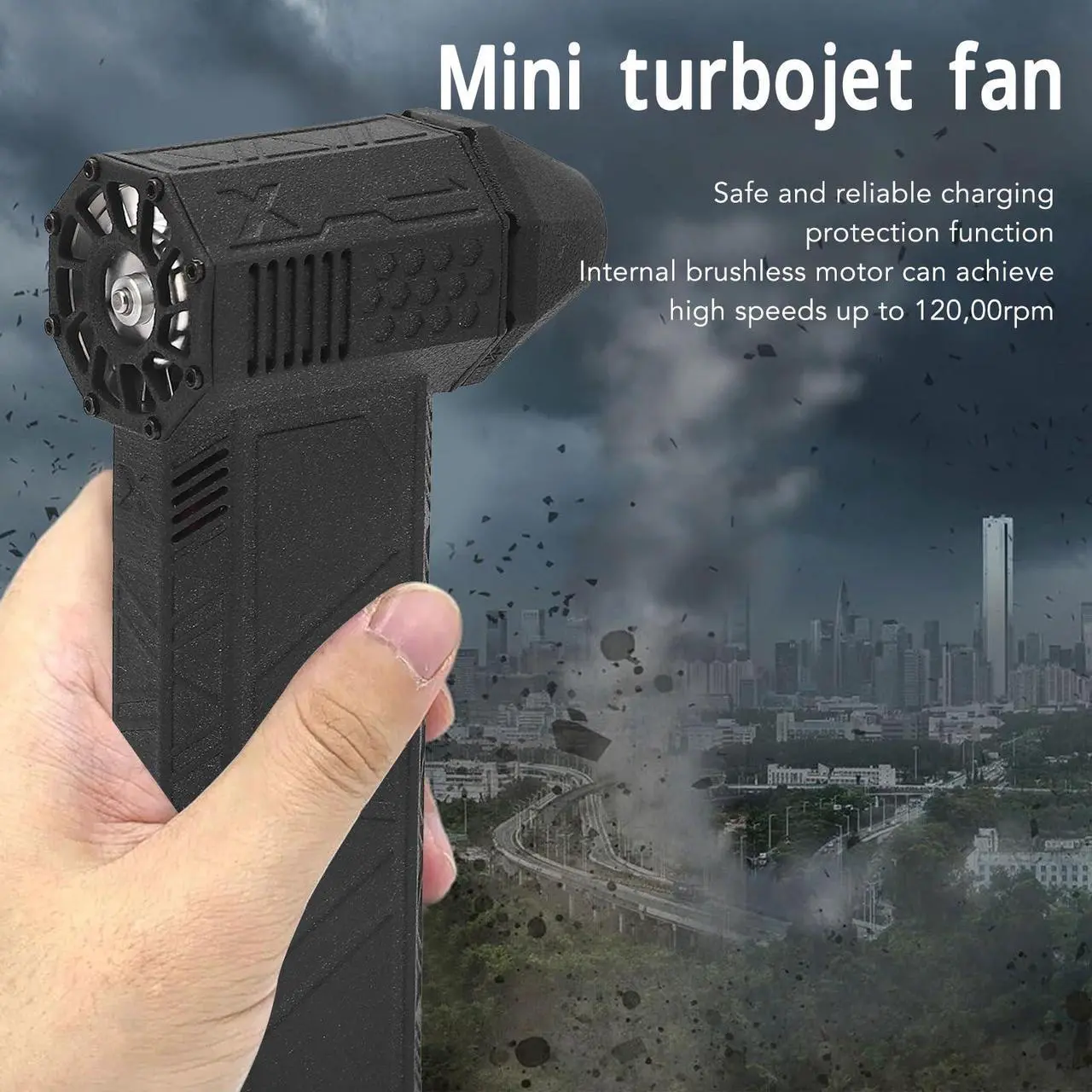 Alt view image 4 of 5 - Air Duster, Rechargeable Mini Blower Turbos Fan Turbos Violent Fan, 120000RPM Powerful Turbos Fan Brushless Motor Air Blower, High Speed Turbine Mini Car Dryer Electric Air Duster