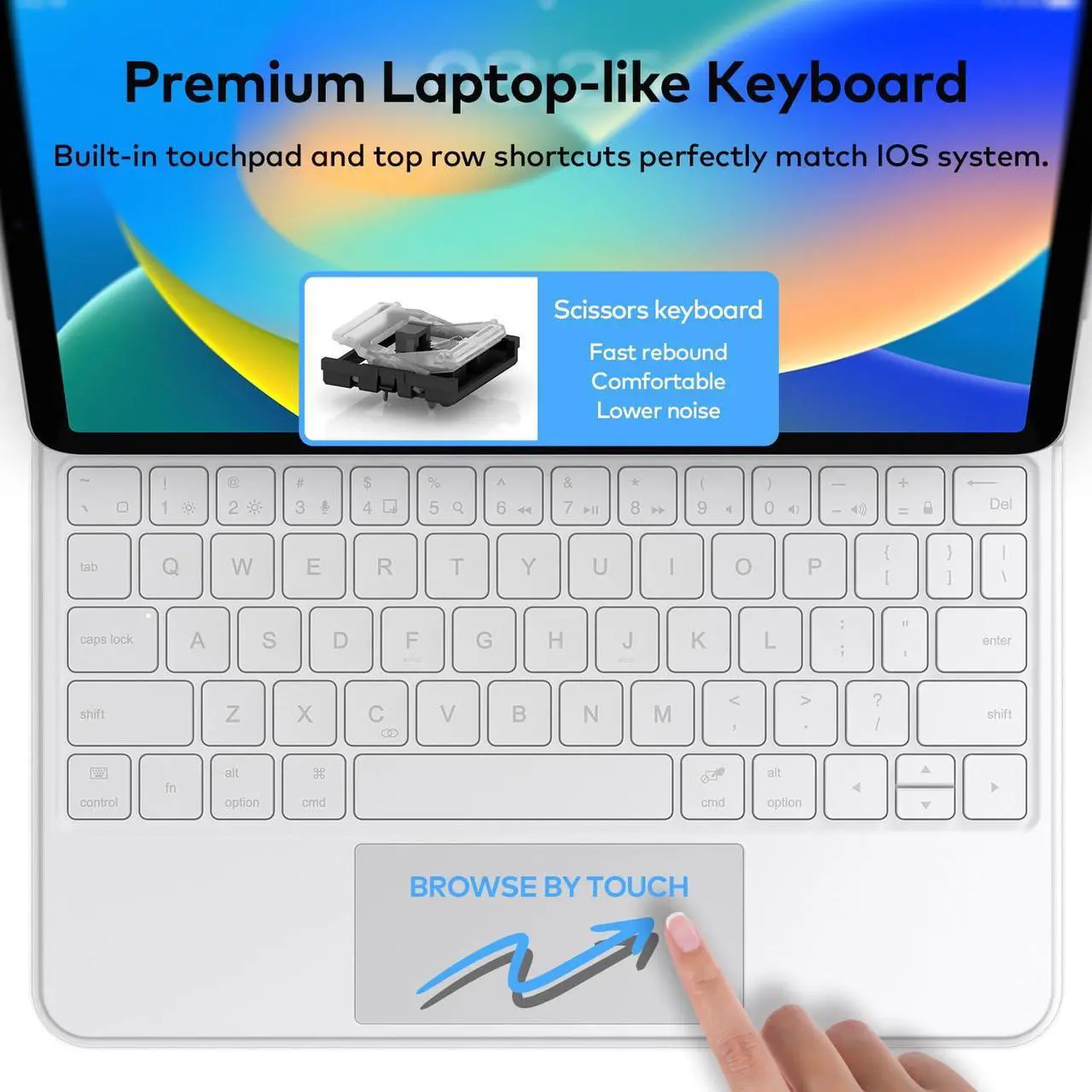 Alt view image 3 of 5 - runelk Keyboard Case for iPad 10th Generation 2022 & 11th (A16, 2025)  Magic-Style Keyboard with Multi-Touch Trackpad  Floating Cantilever Stand  Magnetic Case for iPad 10.9 inch 10th / 11th Gen.