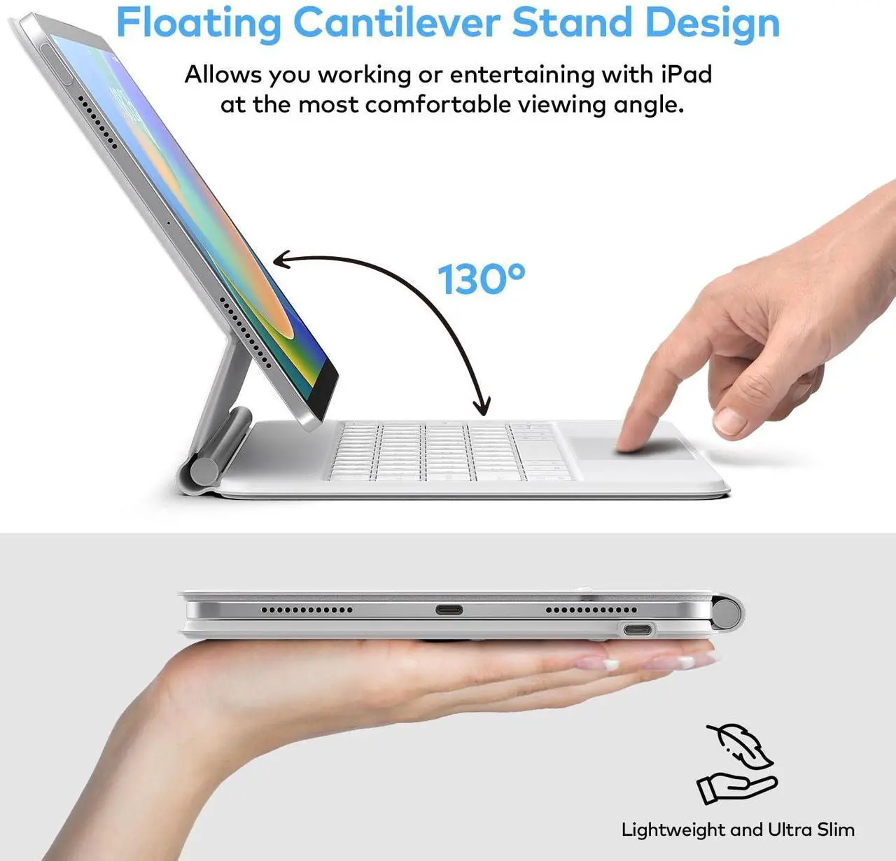Alt view image 5 of 5 - runelk Keyboard Case for iPad 10th Generation 2022 & 11th (A16, 2025)  Magic-Style Keyboard with Multi-Touch Trackpad  Floating Cantilever Stand  Magnetic Case for iPad 10.9 inch 10th / 11th Gen.