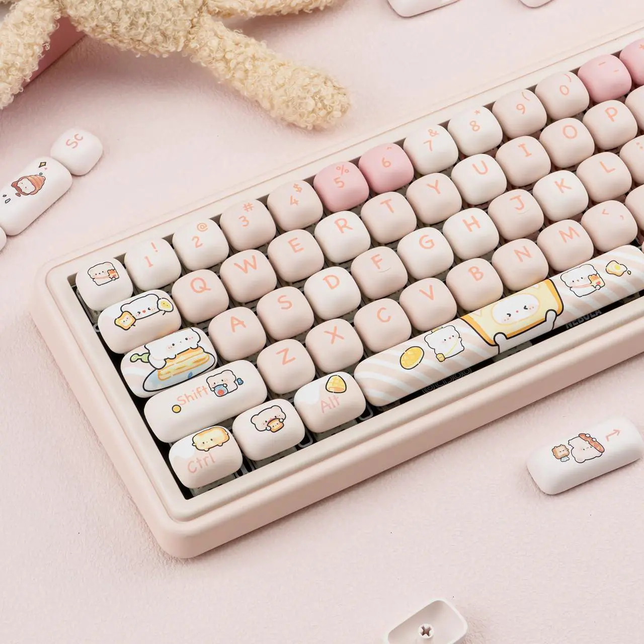 Alt view image 3 of 5 - TIMSEKER 140 Keys Pink Keycaps, Kawaii MOG Profile Keycap Set Cute Keycap for Keyboard, Dye Sublimation Thick PBT Keycap, Round Custom Gaming Keycap for Cherry Gateron MX Switches Mechanical Keyboard