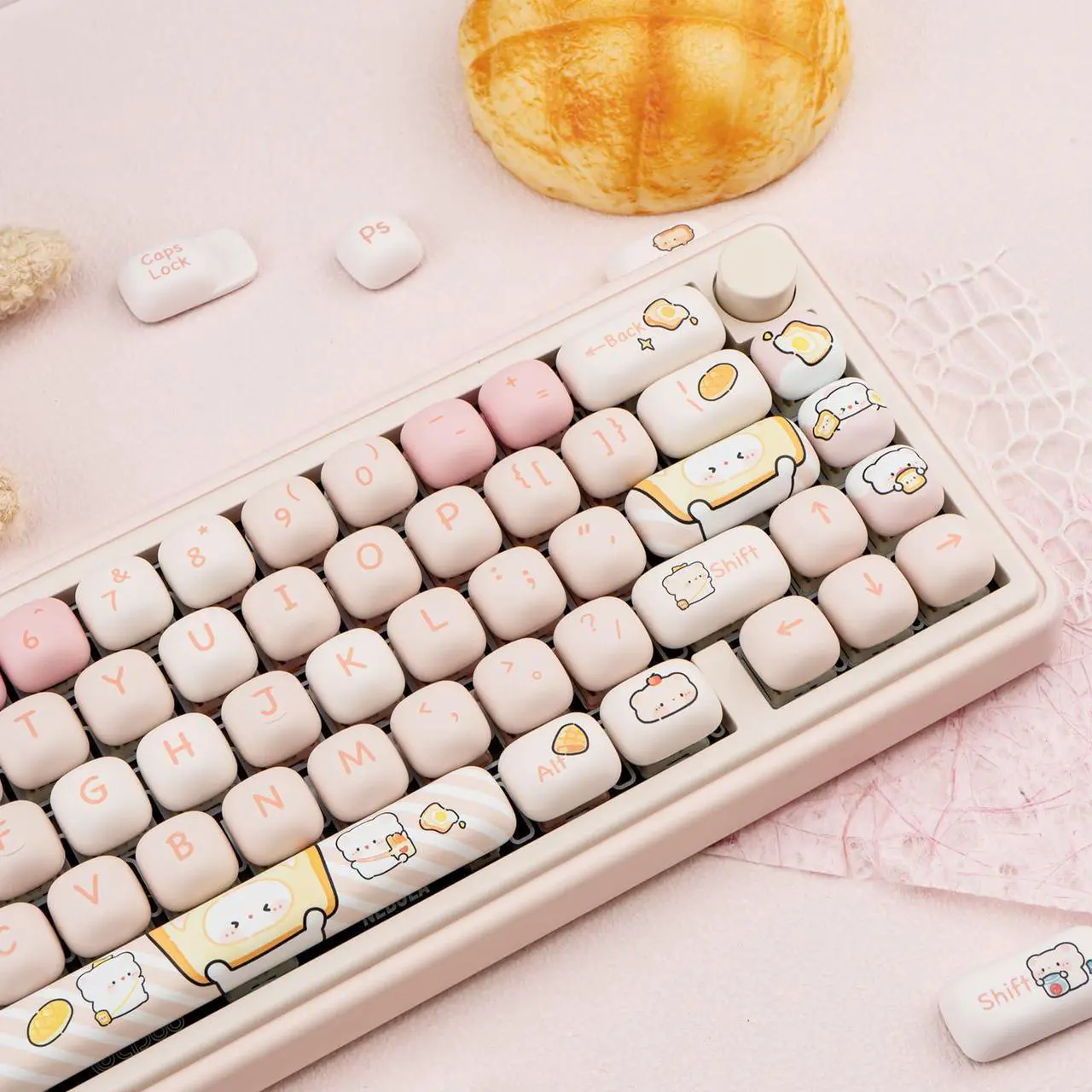 Alt view image 4 of 5 - TIMSEKER 140 Keys Pink Keycaps, Kawaii MOG Profile Keycap Set Cute Keycap for Keyboard, Dye Sublimation Thick PBT Keycap, Round Custom Gaming Keycap for Cherry Gateron MX Switches Mechanical Keyboard
