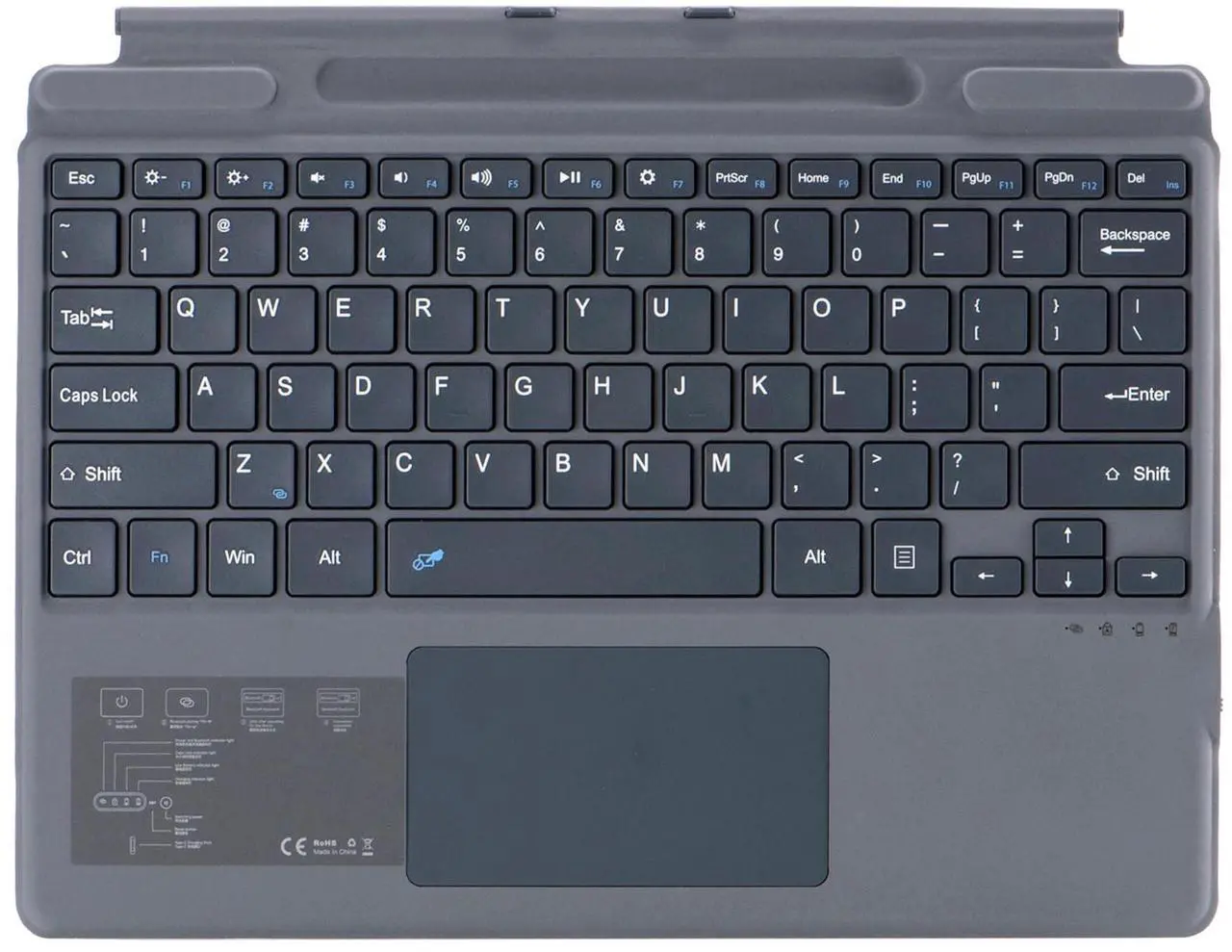 Main image of Zoof Type Cover for Microsoft Surface Pro 11 / Pro 10 / Pro 9 / Pro 8 / Pro X, 13 inch, Portable Slim Bluetooch Keyboard with Touchpad, Pen Holder (Gray Without Backlit)