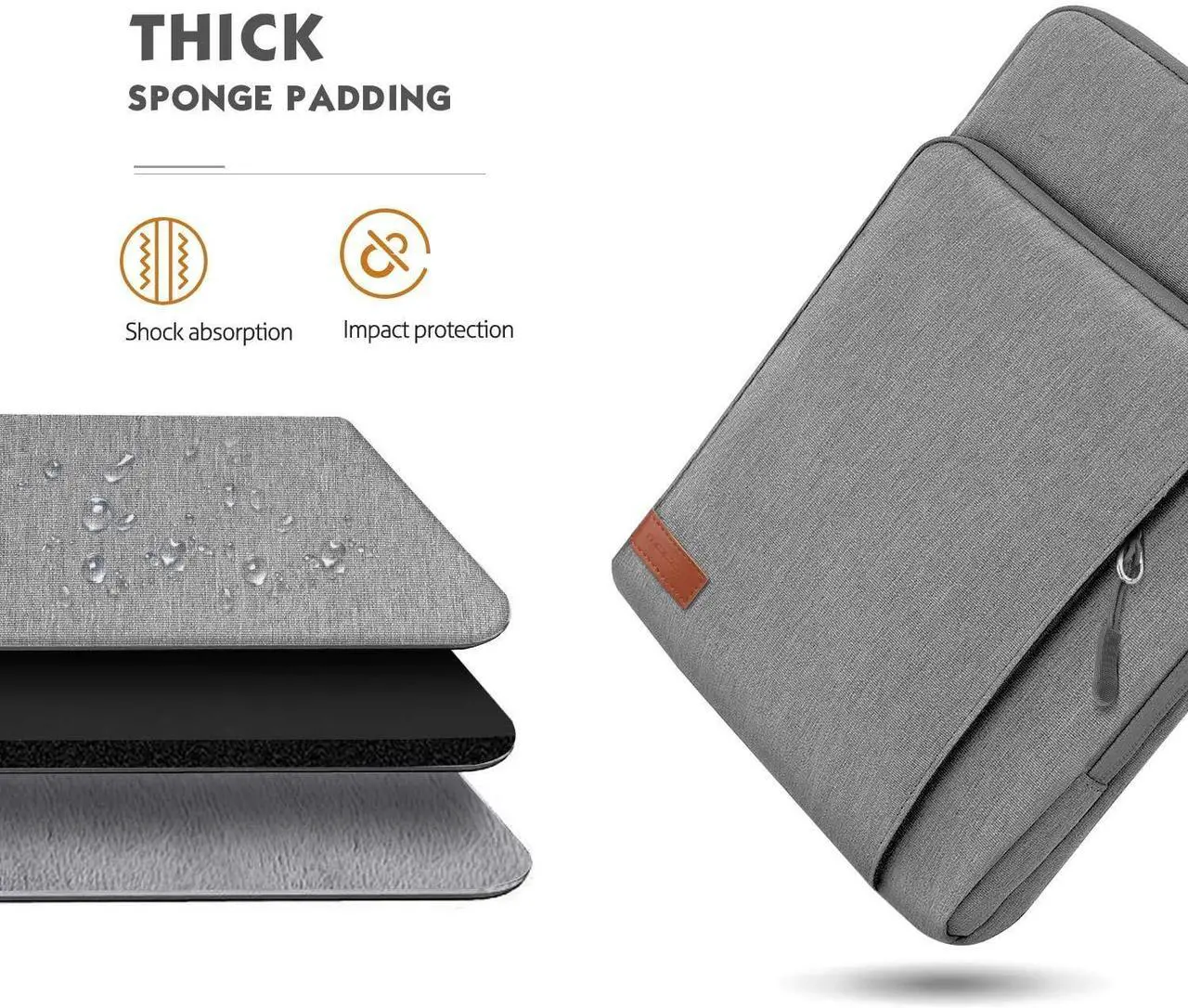 Alt view image 4 of 5 - MoKo Laptop Sleeve Bag for 13.3-14 Inch, Notebook Carrying Case with Pocket Fits New MacBook Pro M3/M2 14" /13" M2/M1 Pro/M1 Max 14.2 2023-2021/Air 13.6" M2 2022, Surface Pro 9/8 13", Light Gray