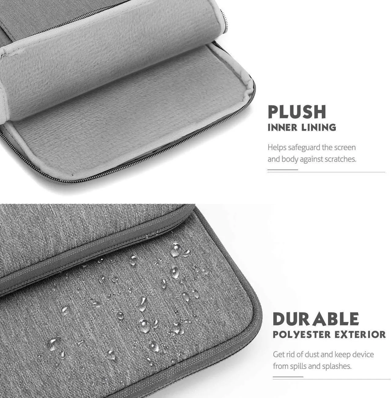 Alt view image 3 of 5 - MoKo Laptop Sleeve Bag for 13.3-14 Inch, Notebook Carrying Case with Pocket Fits New MacBook Pro M3/M2 14" /13" M2/M1 Pro/M1 Max 14.2 2023-2021/Air 13.6" M2 2022, Surface Pro 9/8 13", Light Gray