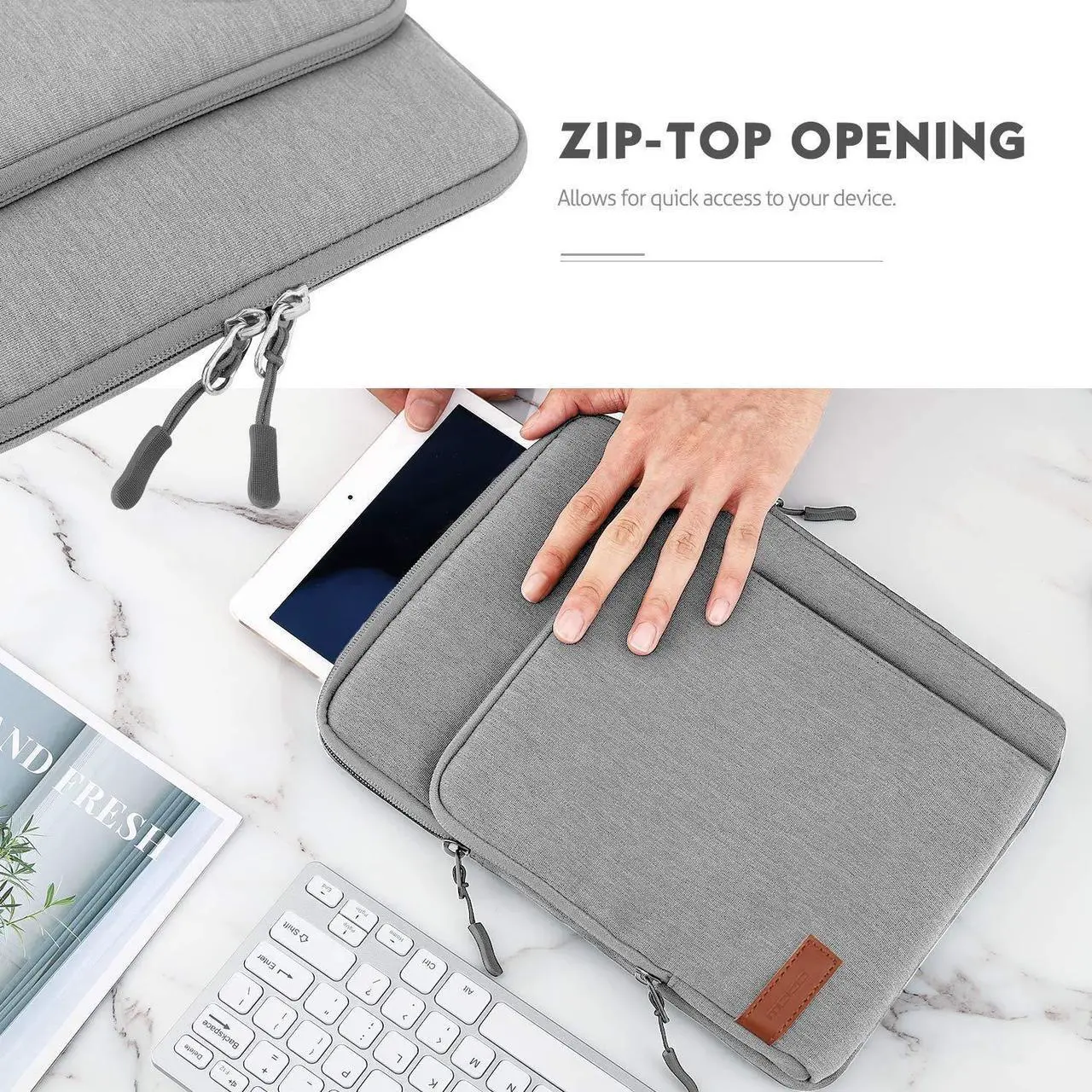 Alt view image 5 of 5 - MoKo Laptop Sleeve Bag for 13.3-14 Inch, Notebook Carrying Case with Pocket Fits New MacBook Pro M3/M2 14" /13" M2/M1 Pro/M1 Max 14.2 2023-2021/Air 13.6" M2 2022, Surface Pro 9/8 13", Light Gray