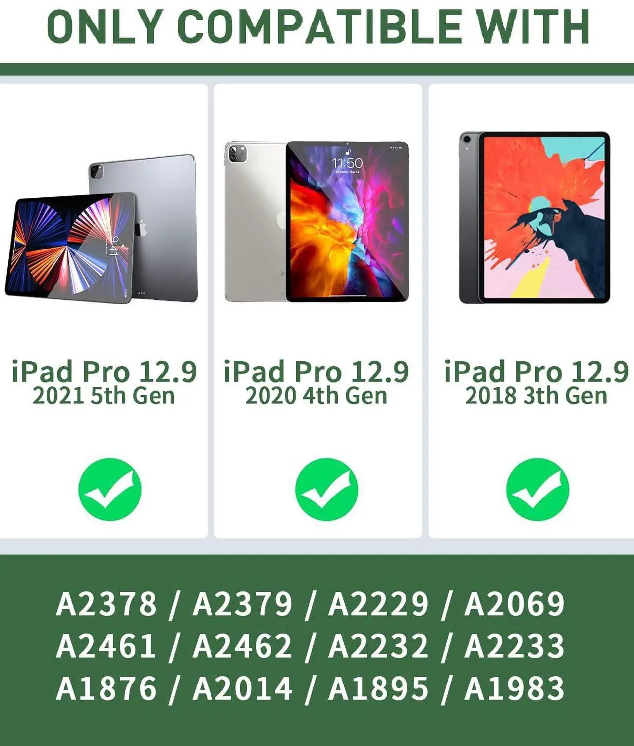 Alt view image 2 of 5 - iPad Pro 12.9" Case 2022 2021 2020 2018,AICase Heavy Duty Hybrid Shockproof Hard Cover Rubber Stand with Screen Protector+Stytus for Apple iPad Pro 12.9-inch (6th,5th, 4th & 3rd Gen)