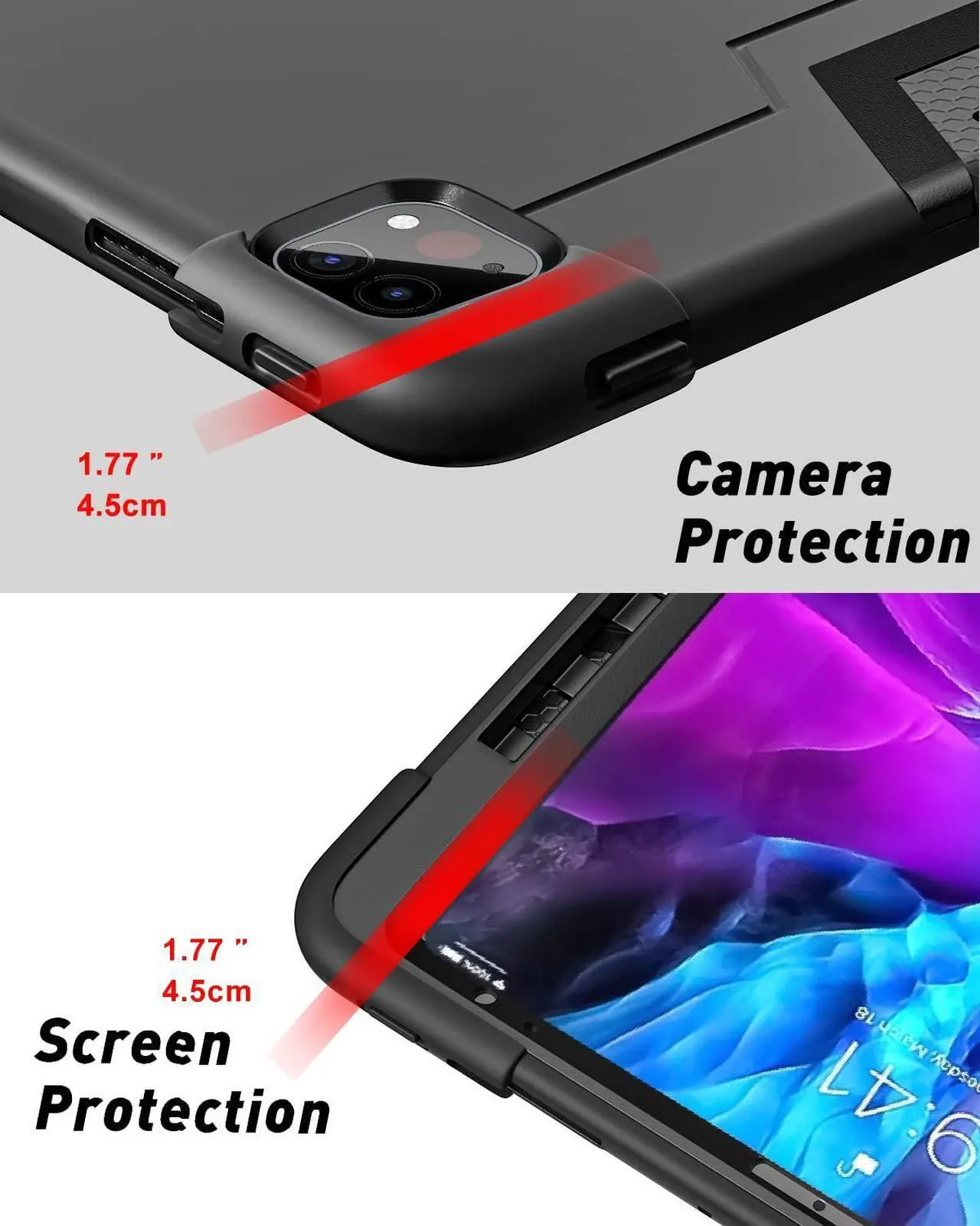Alt view image 4 of 5 - iPad Pro 12.9" Case 2022 2021 2020 2018,AICase Heavy Duty Hybrid Shockproof Hard Cover Rubber Stand with Screen Protector+Stytus for Apple iPad Pro 12.9-inch (6th,5th, 4th & 3rd Gen)