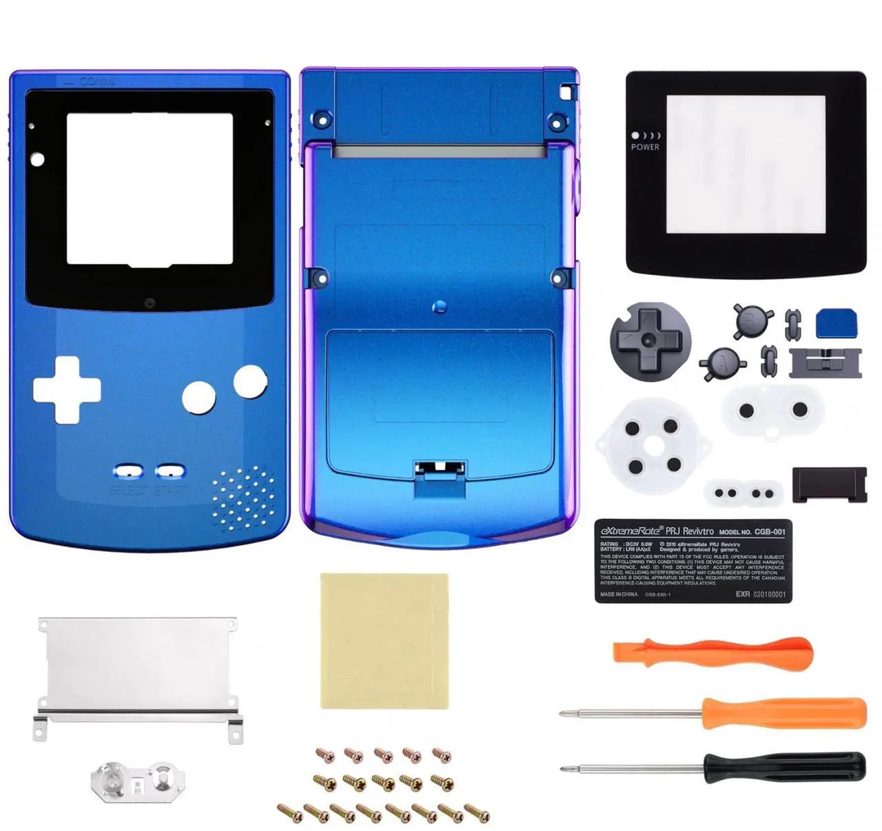 Alt view image 2 of 5 - IPS Ready Upgraded eXtremeRate Chameleon Purple Blue Replacement Shell + Buttons for Gameboy Color - Fit for GBC OSD IPS & Regular IPS & Standard LCD - Console & IPS Screen NOT Included