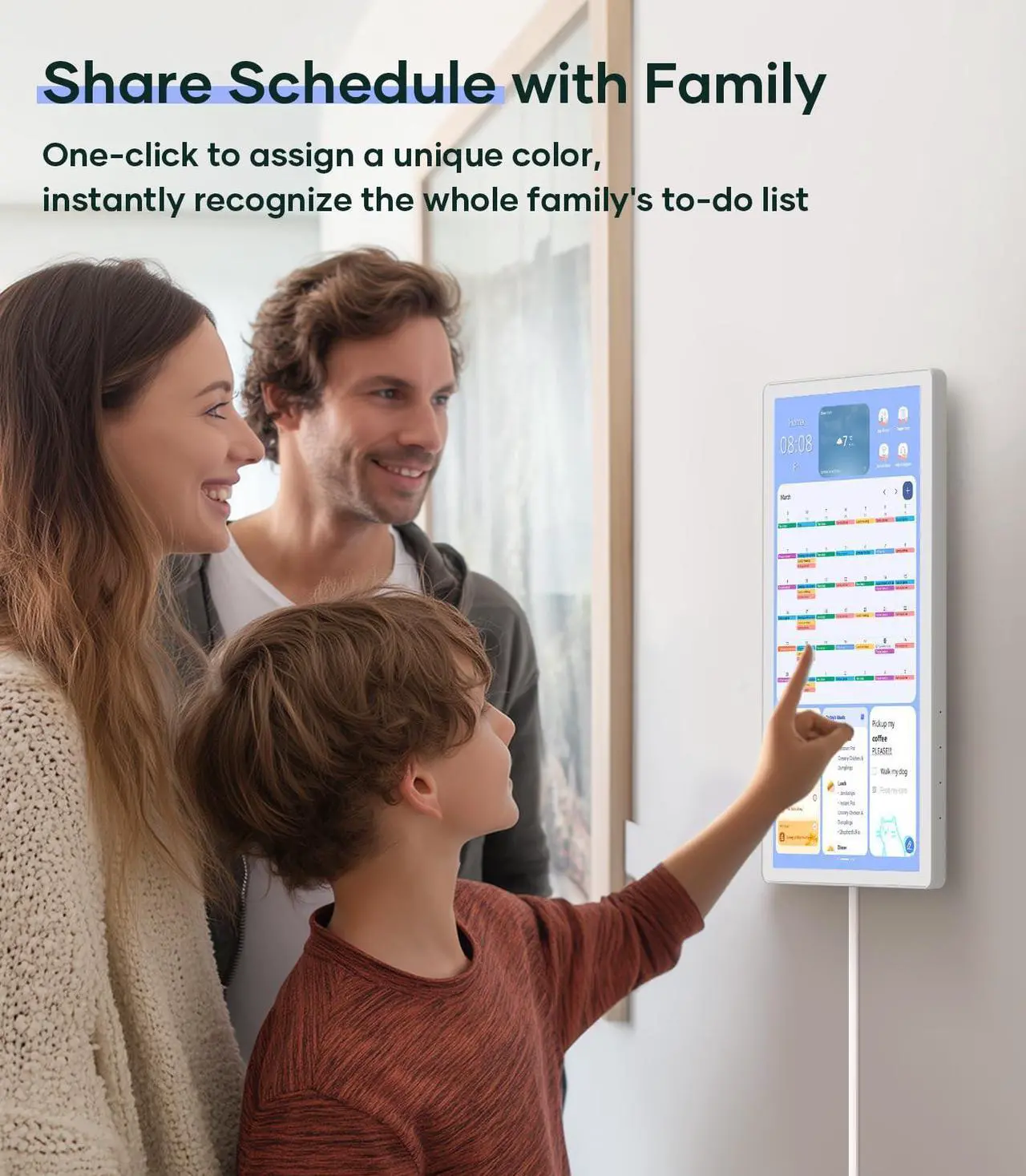 Alt view image 3 of 5 - cozyla 15.6'' Digital Calendar Wall Touch Screen Support Any Android Tablet Google Play Apps to Do List Notepad Chore Chart for Kids Meal Planner Wall Mount Smart Electronic Calendar for Family White