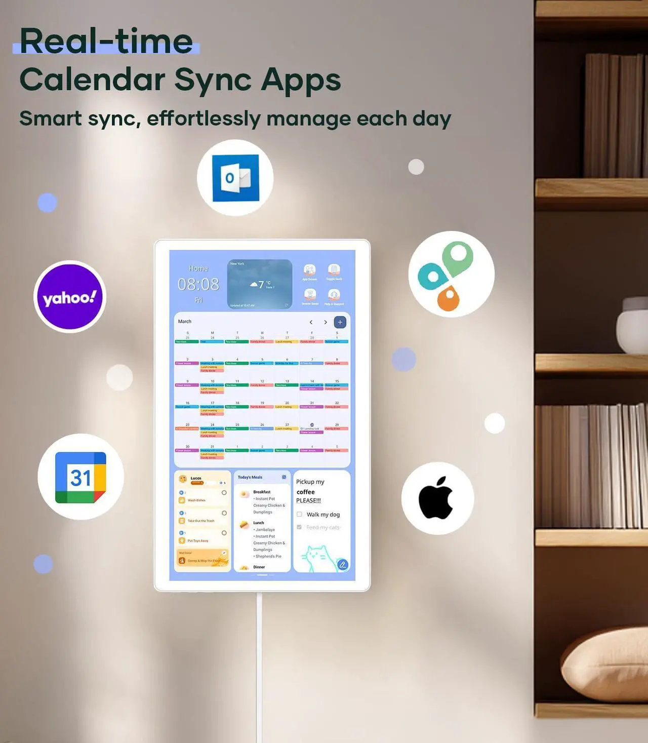Alt view image 5 of 5 - cozyla 15.6'' Digital Calendar Wall Touch Screen Support Any Android Tablet Google Play Apps to Do List Notepad Chore Chart for Kids Meal Planner Wall Mount Smart Electronic Calendar for Family White