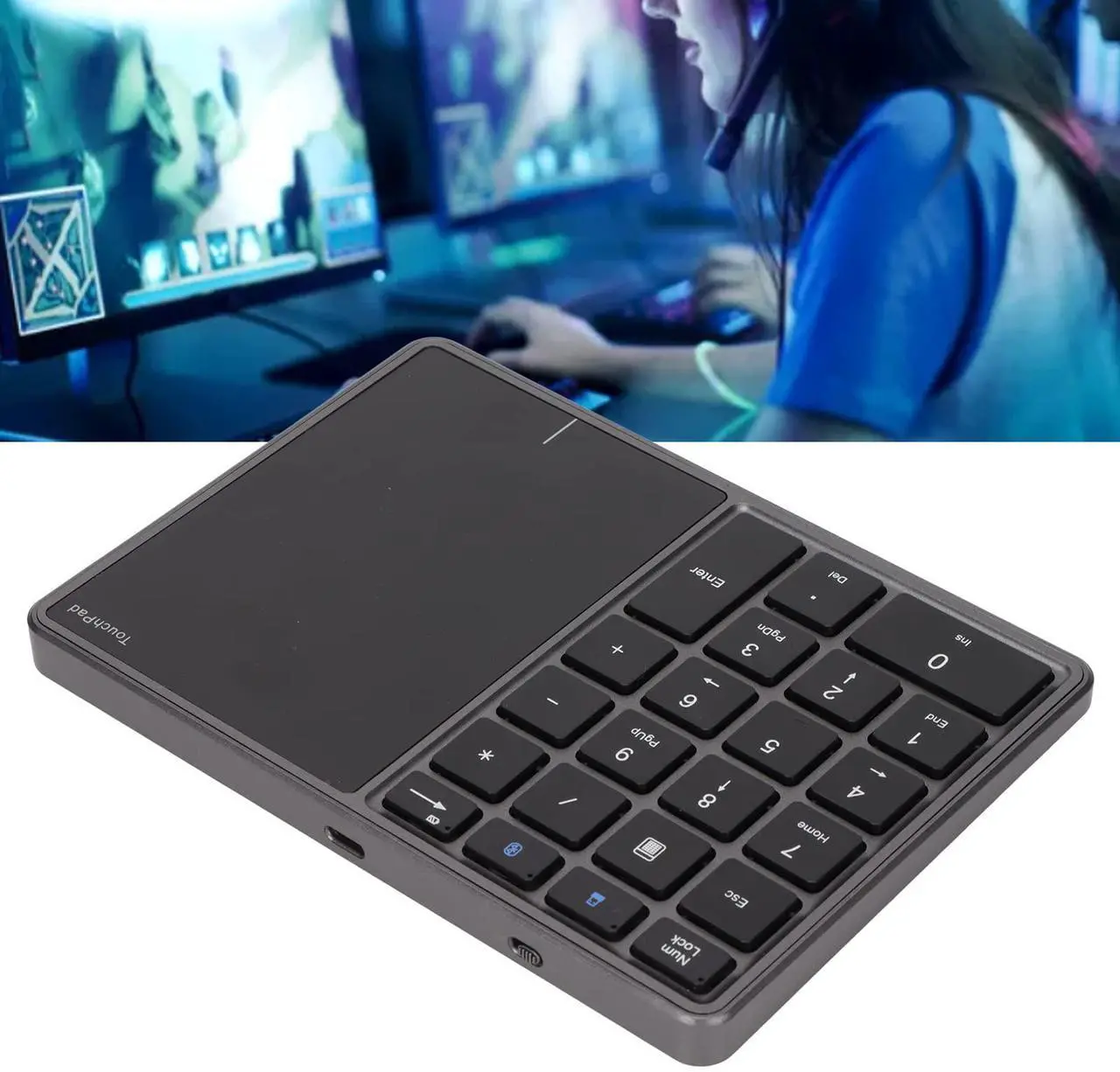Alt view image 3 of 5 - Estink Number Pad Kit, 2 in 1 Number Pad Touchpad 22 Keys BT4.2 2.4G Type C Charging 500mAh Battery Numeric Keypad for Computer Laptop PC Desktop (Iron Gray)