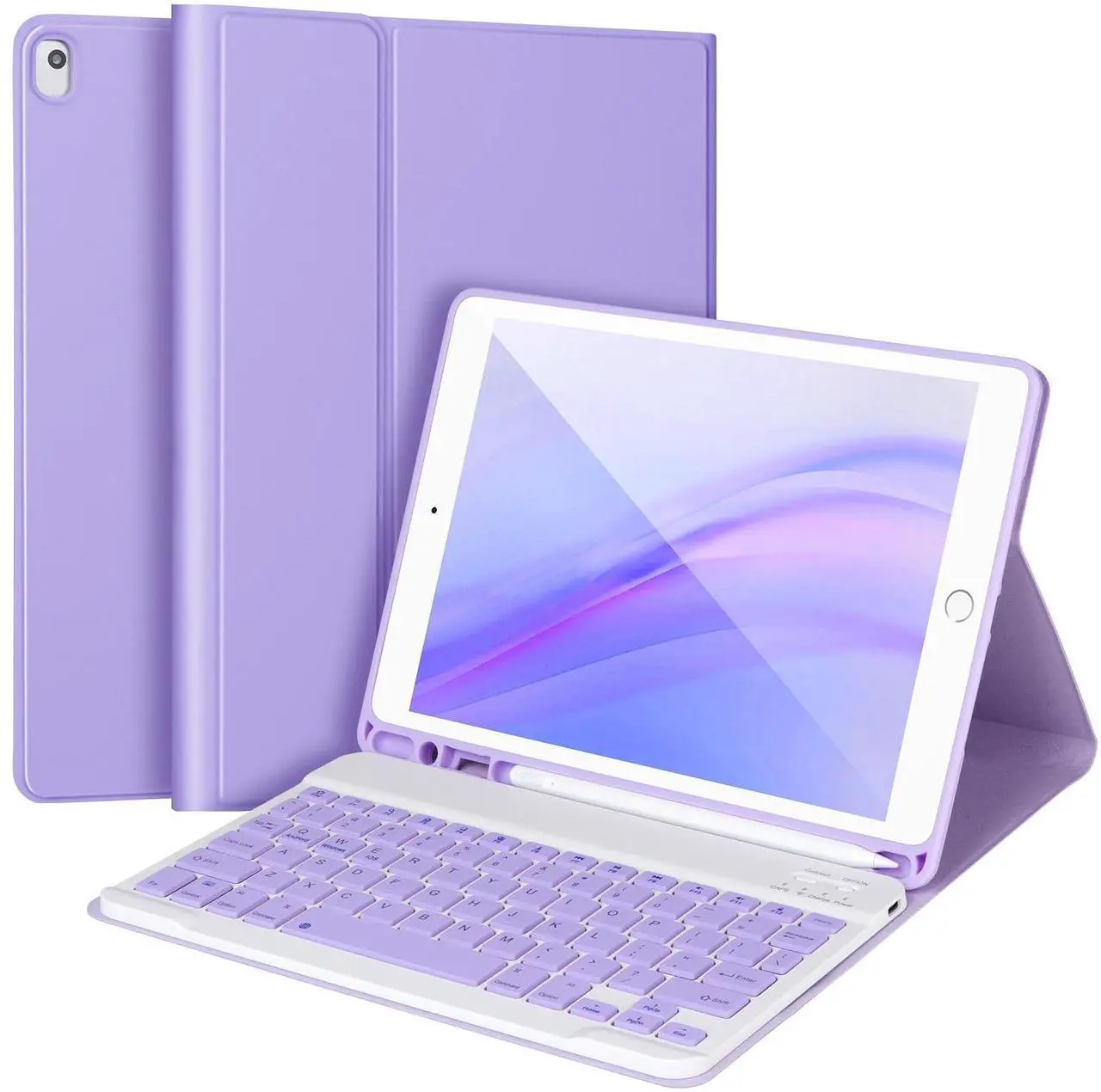 Main image of AHYWTAN Keyboard Case for iPad 9/8/7th Gen 10.2,Case with Keyboard ipad 10.2 inch,Keyboard for iPad 9th Gen,Bluetooth Keyboard for iPad 10.2,iPad Keyboard Case 9th Gen with Pencil Holder (Purple)
