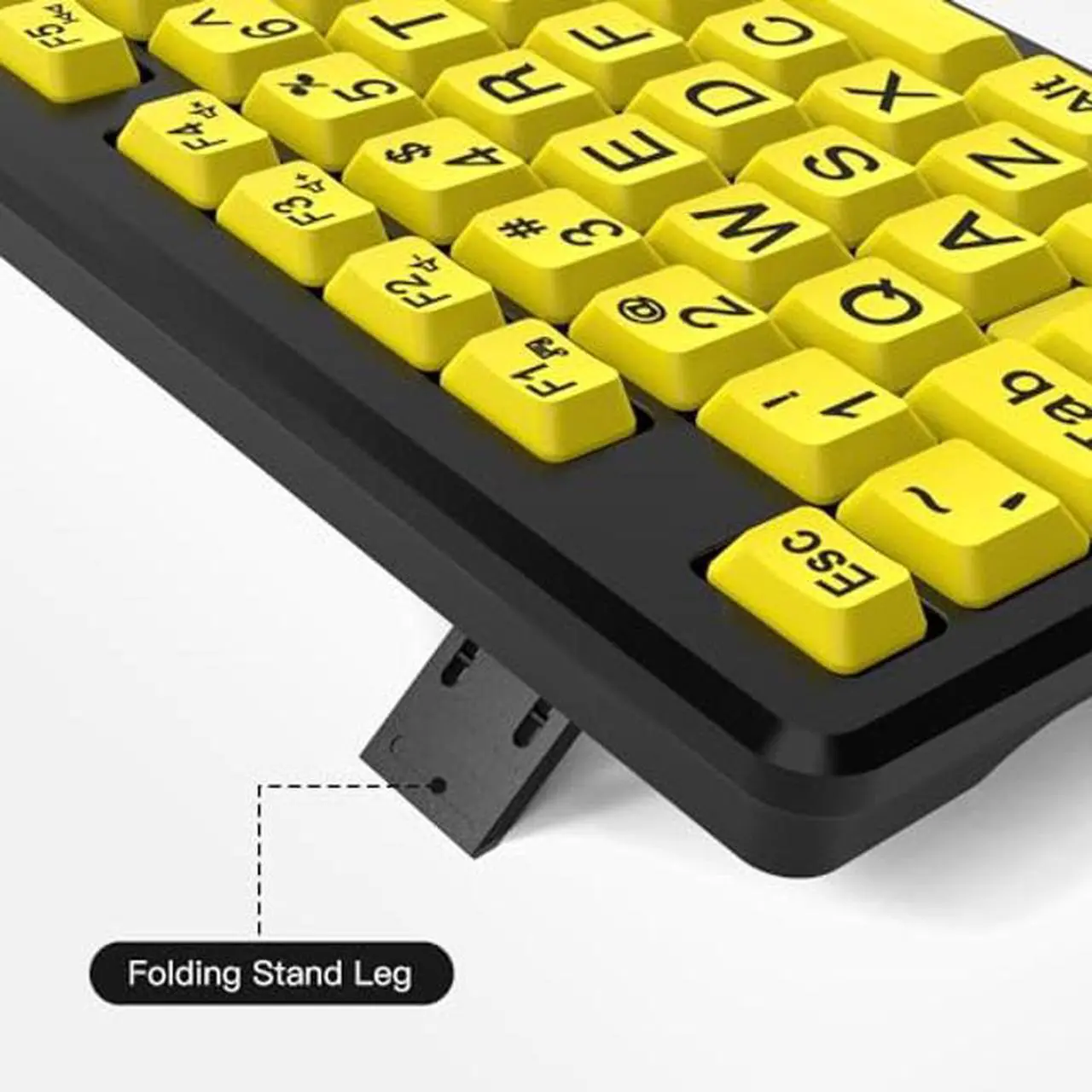 Alt view image 5 of 5 - Brrnoo Wired Large Print Keyboard for Elderly Users - Yellow Keyboard USB Computer Keyboard with High Contrast, Quiet Typing, Splash Proof Design