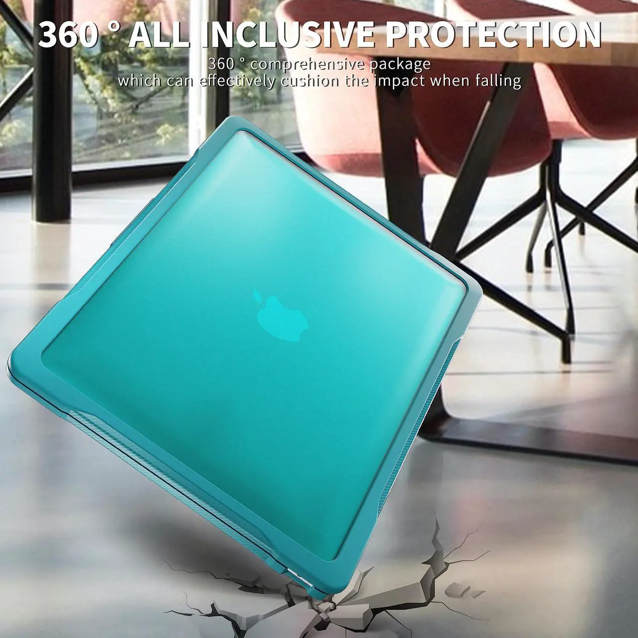 Alt view image 3 of 5 - BYCeKe Ultimate Matte Protection Case for MacBook Air 13 inch M1 2022-2018 A2337 A2179 A1932 Matte Soft Anti-Scratch Microfiber Military Grade Shockproof for Mac Air M1 Case&Keyboard Cover,Cyan