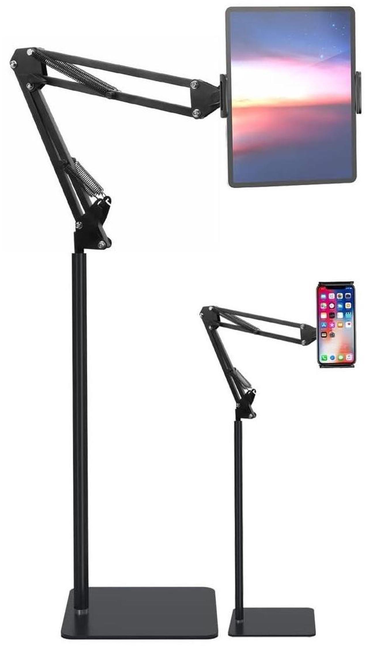 Main image of CROOMI 360deg Rotation Phone Tablet Floor Stand Holder Bracket Adjustable Height Flexible Arm Compatible with 4" - 10.2" iPhone & Tablets & Other Devices
