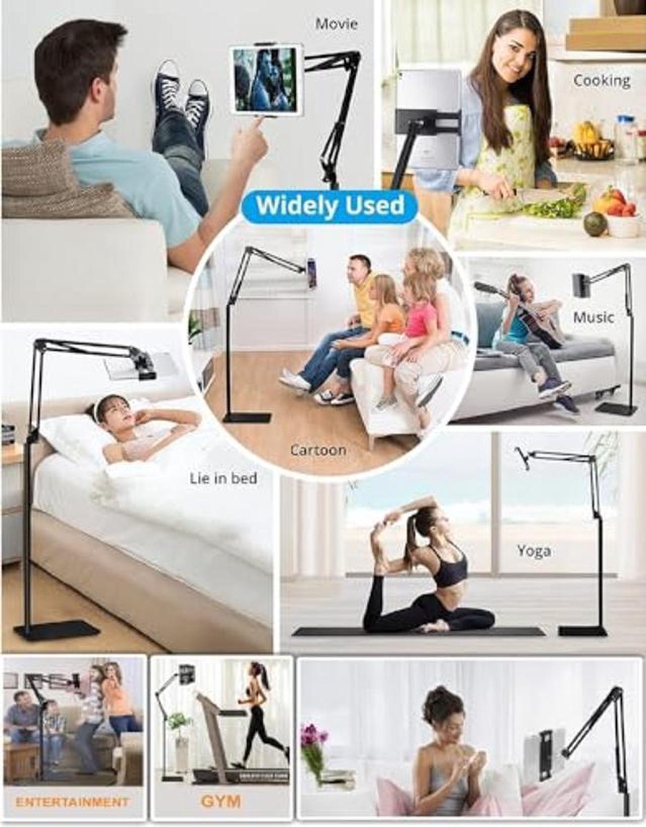 Alt view image 5 of 5 - CROOMI 360deg Rotation Phone Tablet Floor Stand Holder Bracket Adjustable Height Flexible Arm Compatible with 4" - 10.2" iPhone & Tablets & Other Devices