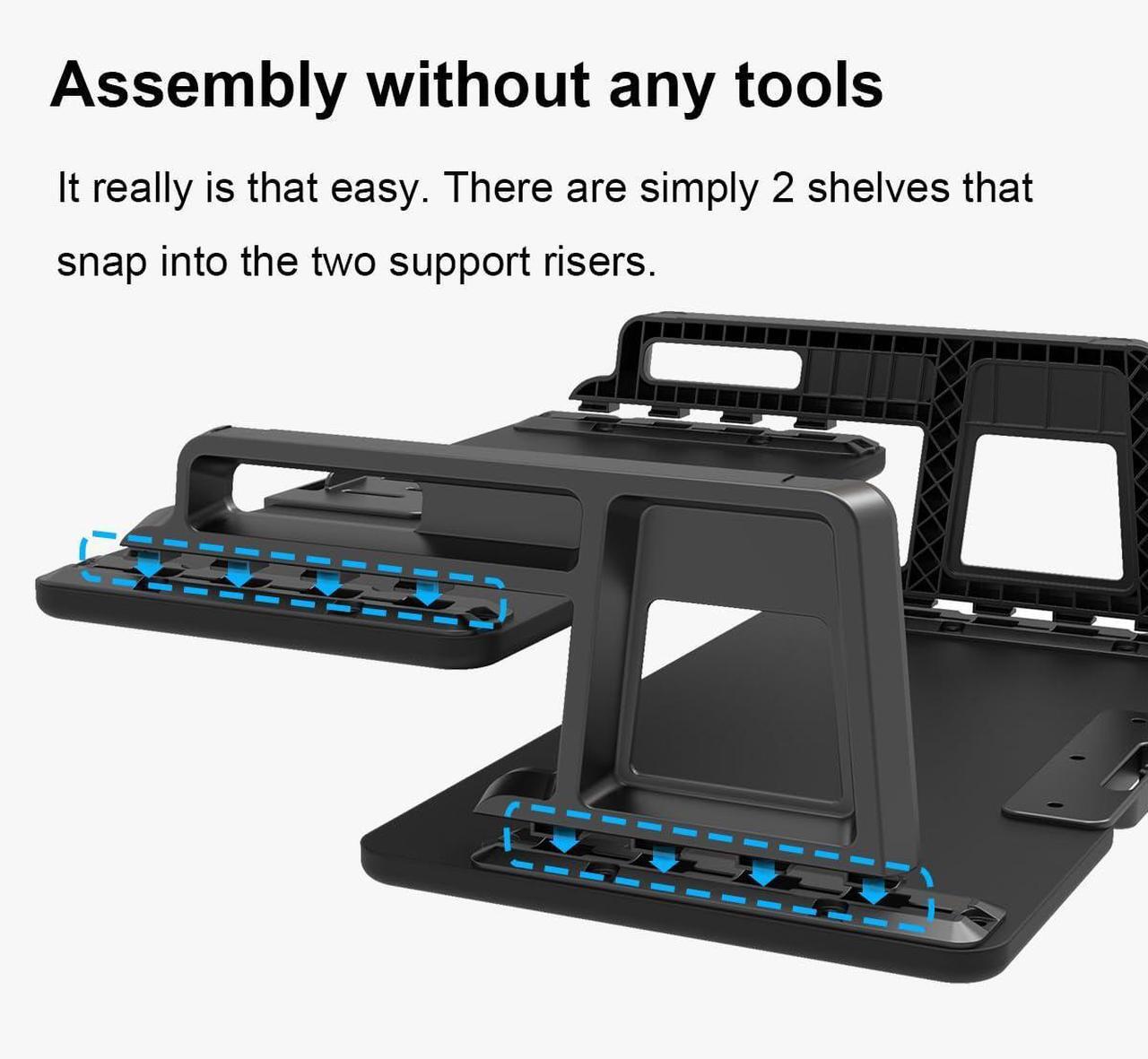 Alt view image 4 of 5 - Doowiit Monitor Stand Riser 2 Tier, monitor stand for desk with Phone Holder and Cable Management -2 Tiers Monitor Riser, TV Riser Stand, (Black)