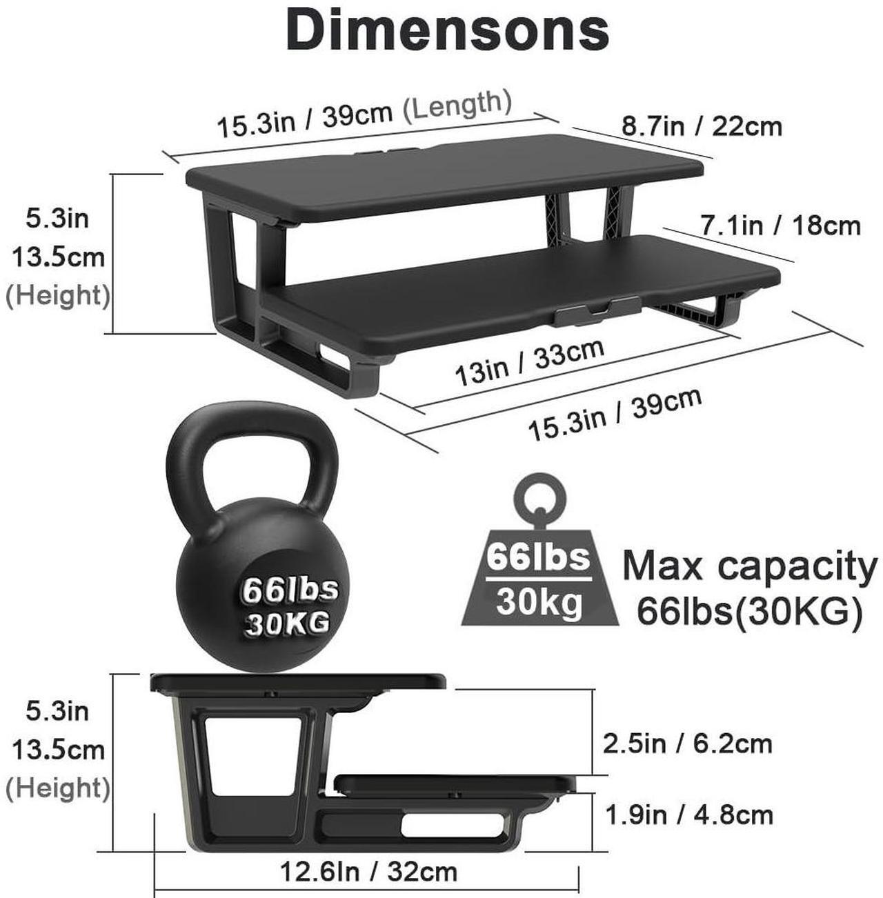 Alt view image 5 of 5 - Doowiit Monitor Stand Riser 2 Tier, monitor stand for desk with Phone Holder and Cable Management -2 Tiers Monitor Riser, TV Riser Stand, (Black)