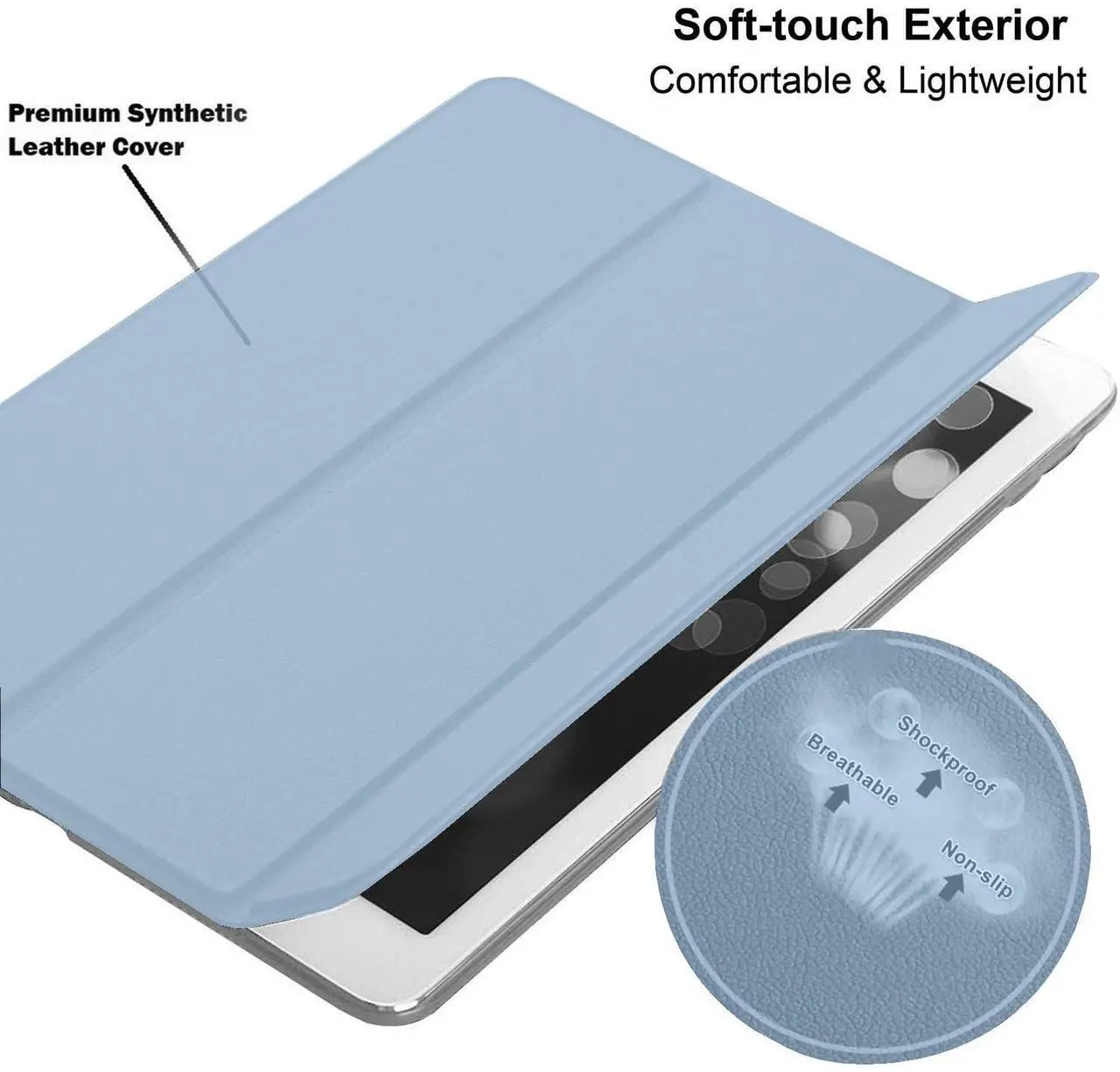 Alt view image 5 of 5 - DuraSafe Cases for iPad 10.9 Inch 10th [ iPad 10 2022 ] Ultra Slim Smart Auto Sleep/Wake PC Cover - Light Blue