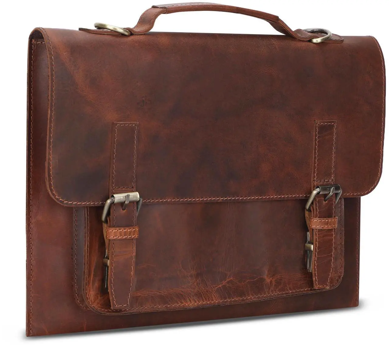 Main image of Leatherganic Genuine Leather Laptop Bag 14" Computer Messenger Shoulder Bag Briefcase Office Bag Travel Satchel Sleeve Bags (Light Brown)