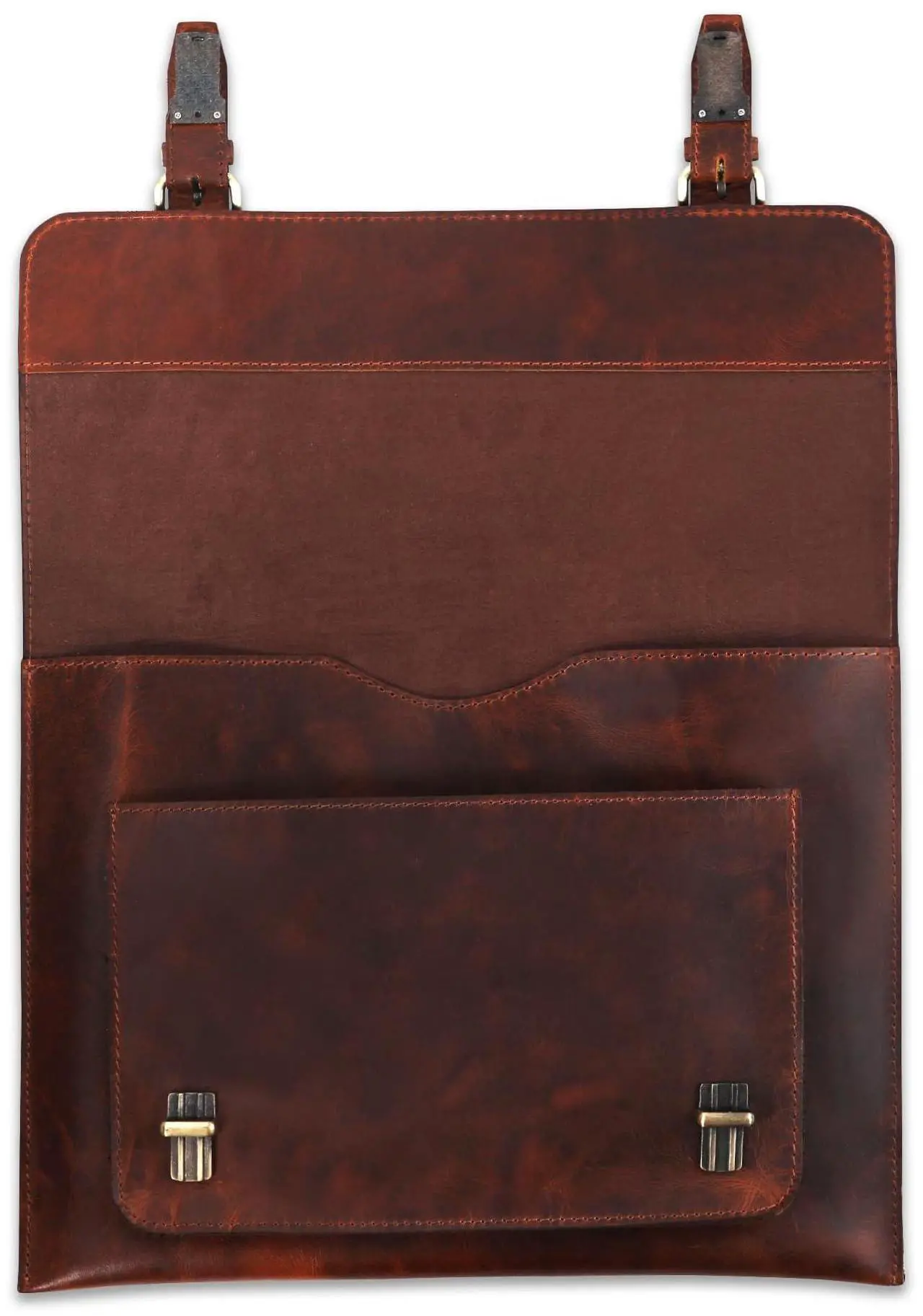 Alt view image 4 of 5 - Leatherganic Genuine Leather Laptop Bag 14" Computer Messenger Shoulder Bag Briefcase Office Bag Travel Satchel Sleeve Bags (Light Brown)