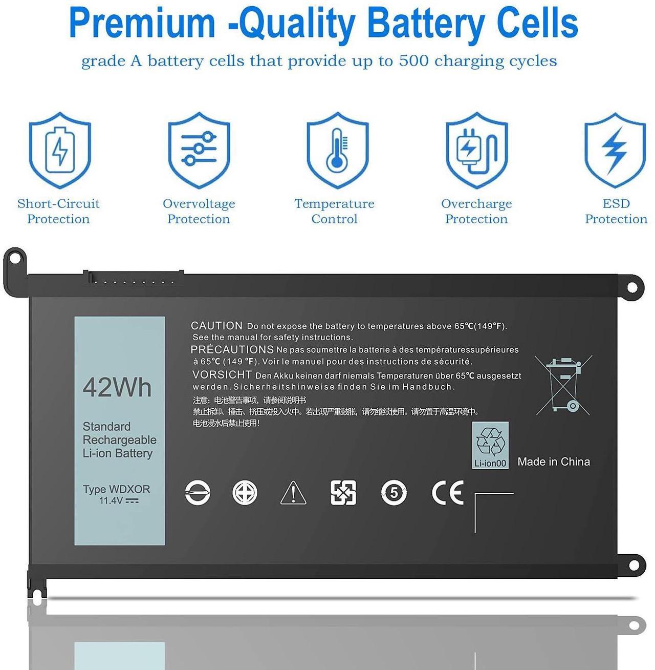 Alt view image 2 of 5 - WDX0R Laptop Battery for Dell Inspiron 13 5368 5378 5379 7368 7378 Inspiron 14-7460 Inspiron 15 5565 5567 5568 5578 7560 7570 7579 7569 P58F Inspiron 17 5765 5767 FC92N 3CRH3 T2JX4 CYMGM - 42Wh/11.4V