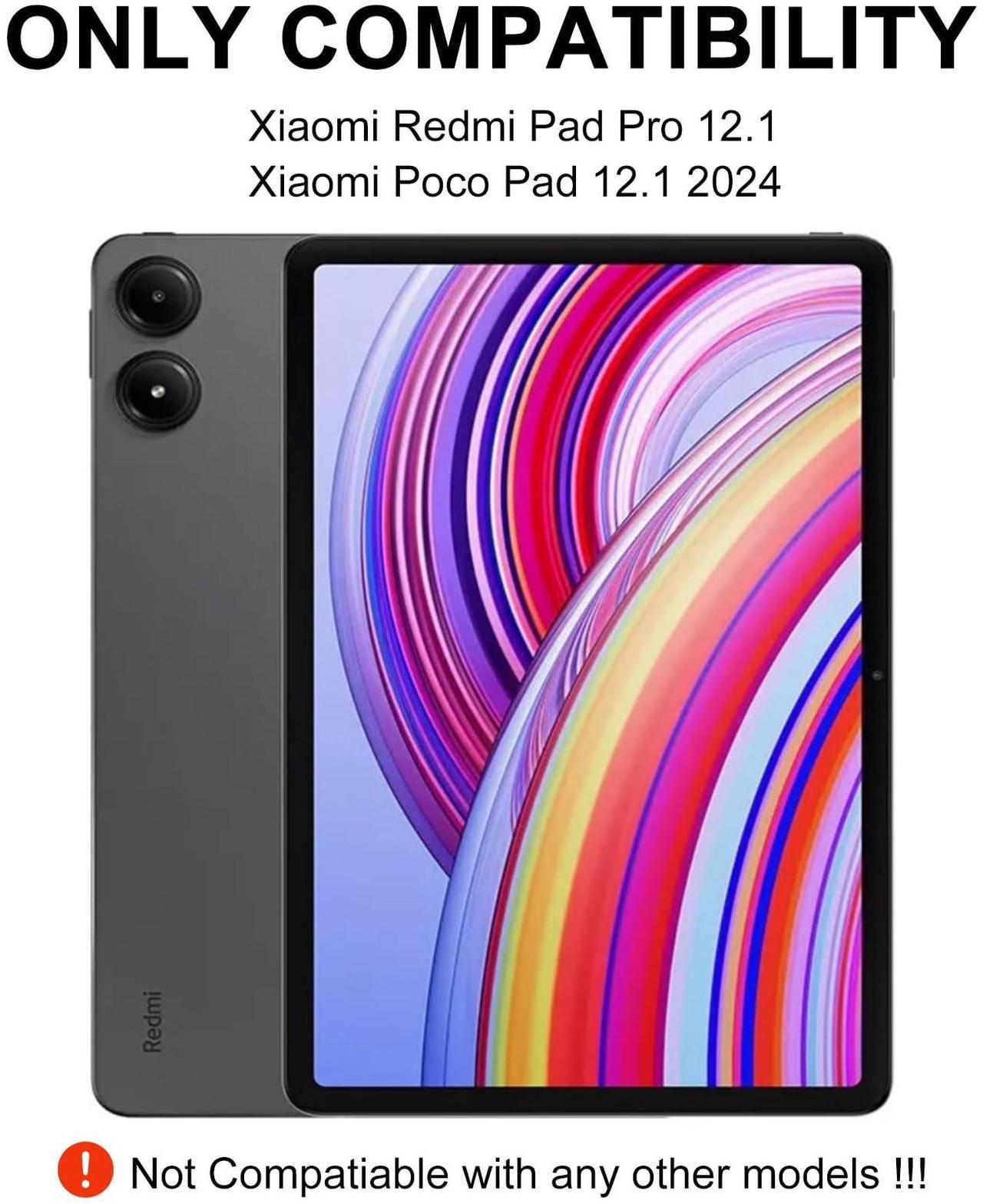 Alt view image 2 of 5 - IVEOPPE for Redmi Pad Pro Keyboard with Case for Xiaomi Redmi Pad Pro 12.1 inch 2024/Xiaomi Poco Pad 12.1" PU Leather Cover Detachable Bluetooth Wireless Keyboard with Pencil Holder,Deep Green