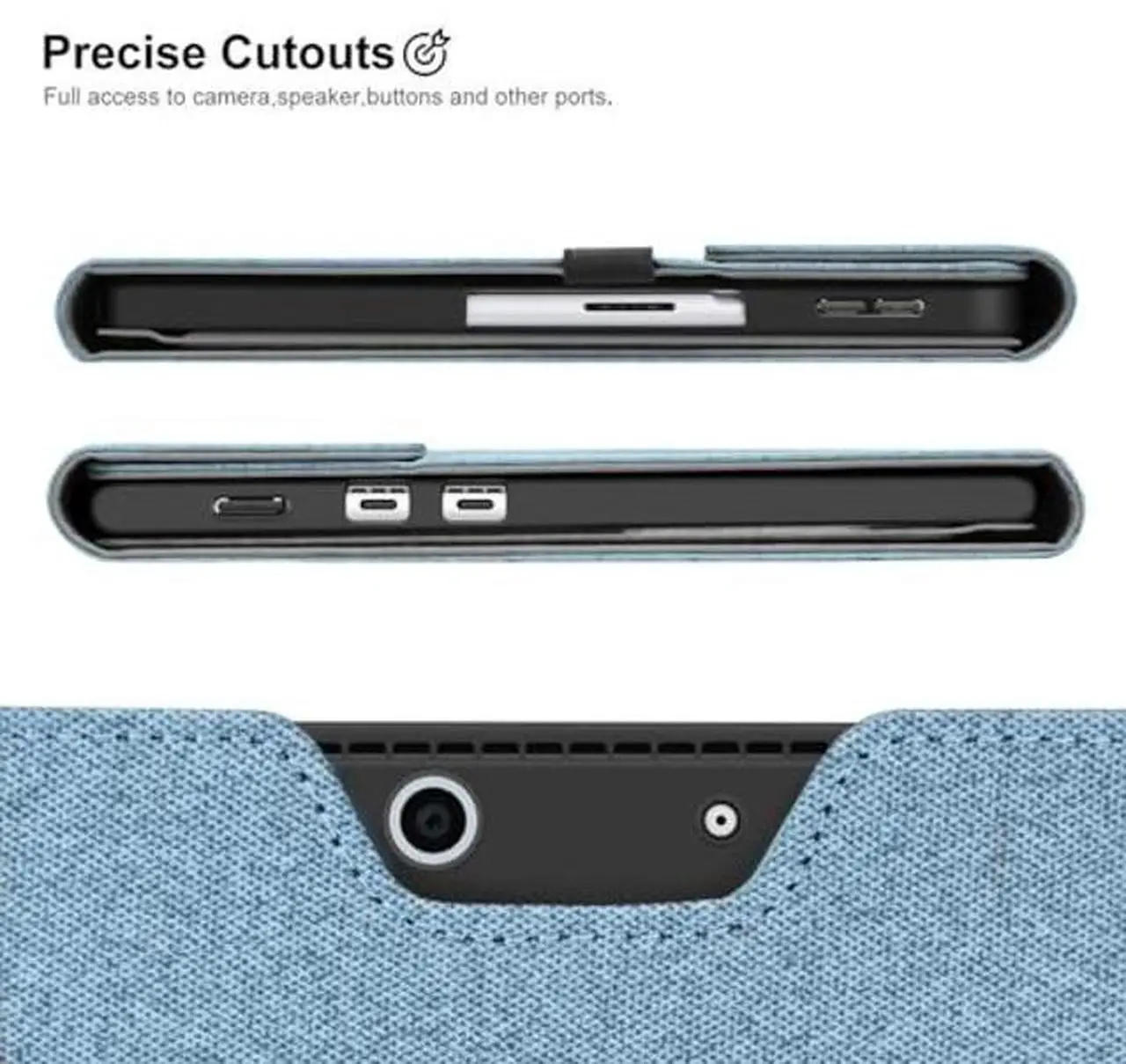 Alt view image 3 of 5 - Megoo Surface Pro X Case Cover for Microsoft Surface Pro X 13" with Stylus Pen Holder Multiple Angle Adjustment Folio Stand Protective Case (Light Blue)