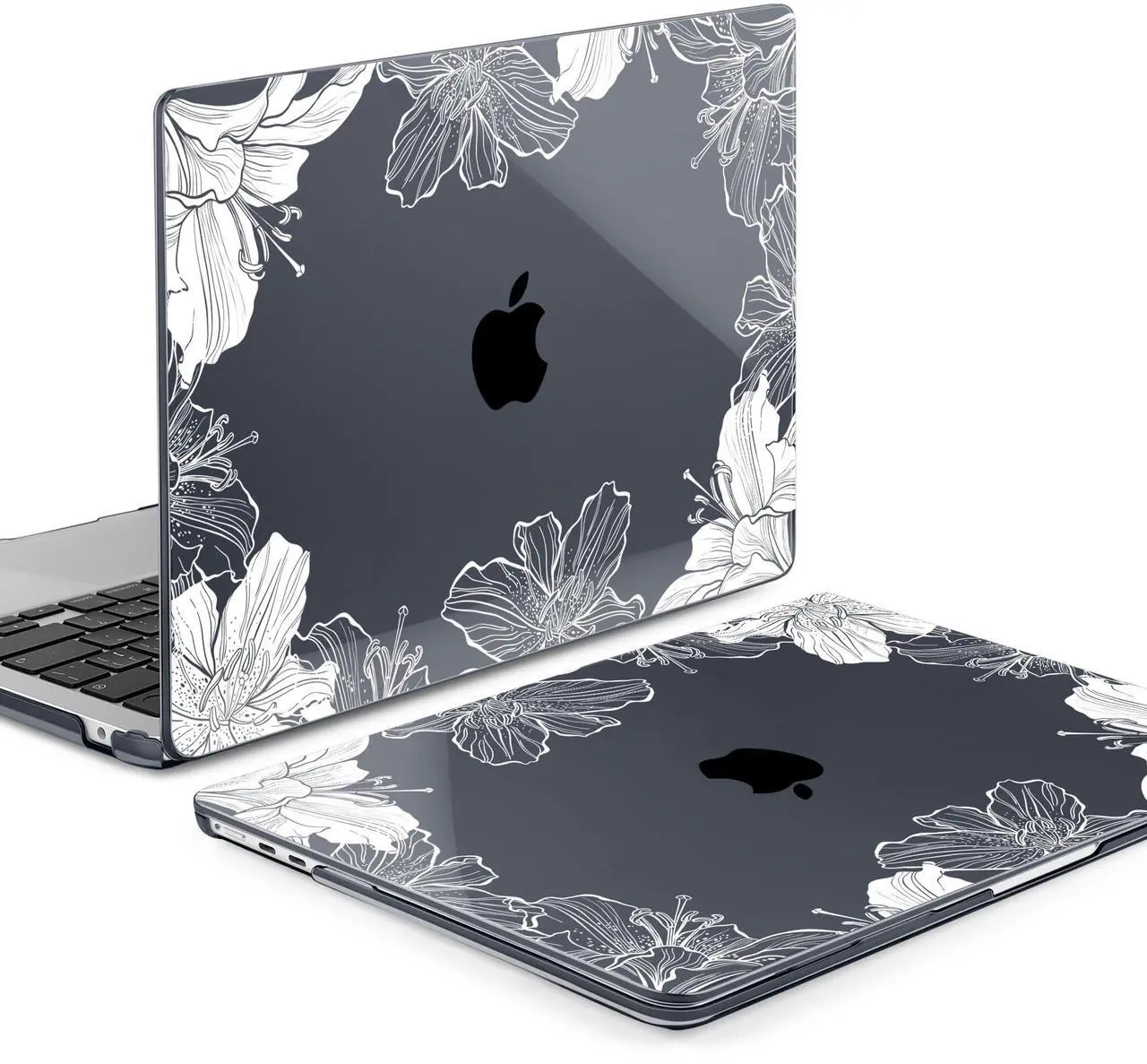 Alt view image 3 of 5 - MEEgoodo Case for M4/M3/M2 MacBook Air 13.6 inch Case 2025 2024 2022, Fit Model A3240/A3113/A2681, Laptop Hard Shell with Keyboard Cover Compatible with MacBook Air 13 inch, Lily Floral