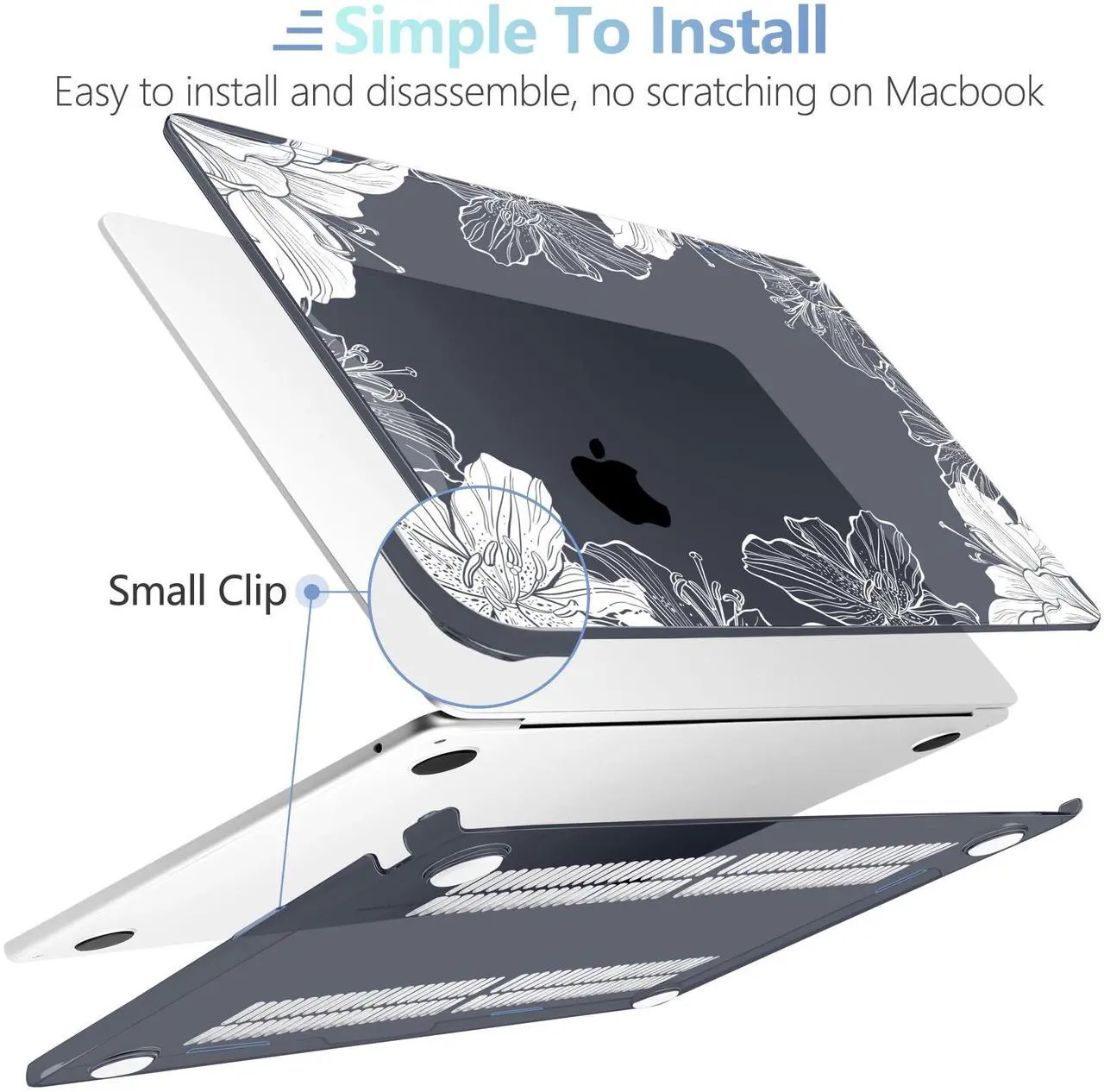 Alt view image 5 of 5 - MEEgoodo Case for M4/M3/M2 MacBook Air 13.6 inch Case 2025 2024 2022, Fit Model A3240/A3113/A2681, Laptop Hard Shell with Keyboard Cover Compatible with MacBook Air 13 inch, Lily Floral