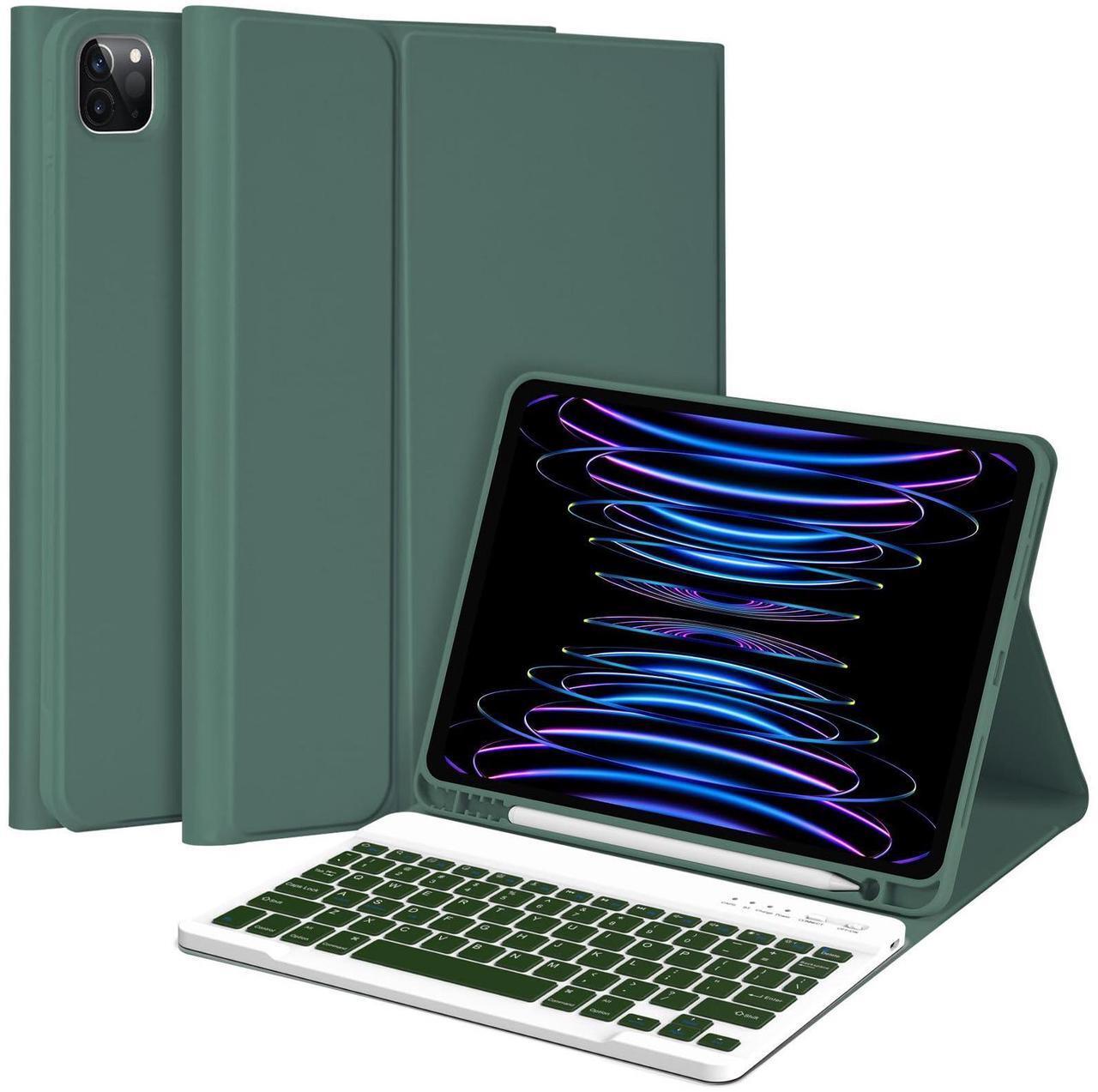 Main image of MMK iPad Pro 11 inch 4th 3rd Gen Case with Keyboard, iPad Air 5th 4th 10.9 inch & iPad Air 11 inch (M2) 2024 Keyboard Case, Detachable Bluetooth Keyboard with Pencil Holder - Deep Green