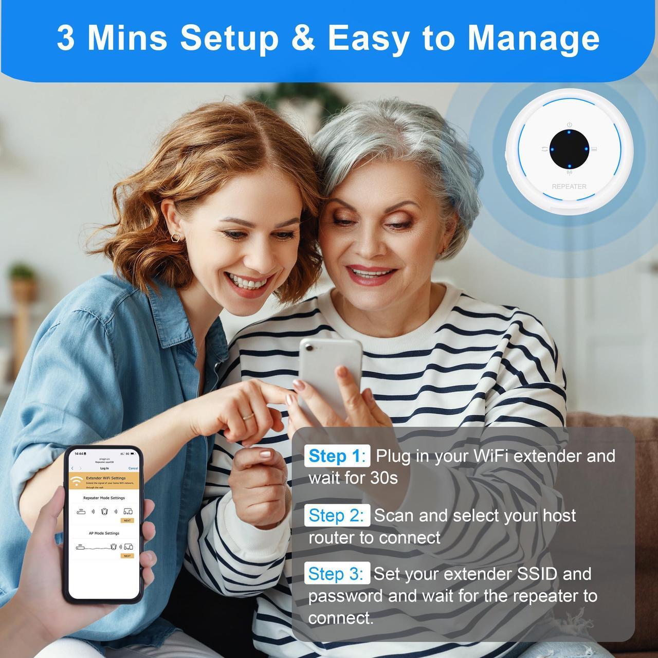 Alt view image 5 of 5 - All New Fastest WiFi Extender Signal Booster Covers up to 4500sq.ft and 30+ Devices, Internet Repeater for Home & Outdoor WT01
