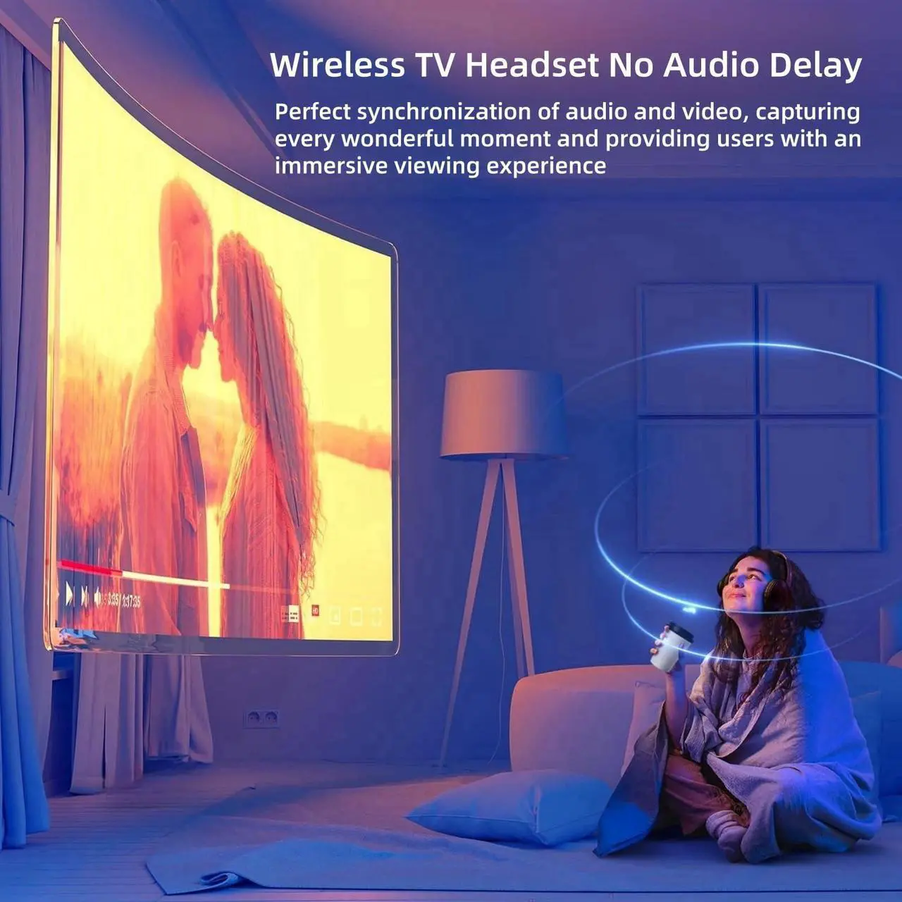 Alt view image 3 of 5 - Wireless Headphones for TV, Bluetooth5.3 Over Ear Headphone with RM Radio Function, Lightweight Wireless TV Headset for Seniors, 30Hrs Playtime, No Audio Delay Blutooth Headsets for TV,Phone,Computer