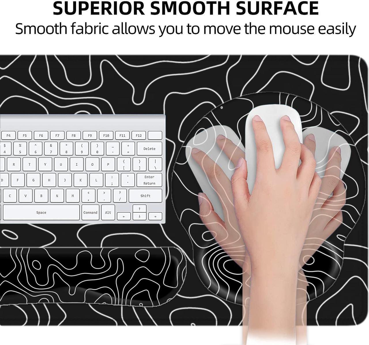 Alt view image 4 of 5 - LATEEFAH Mouse Pad with Wrist Rest, Large Mouse Pad, Ergonomic Gaming Desk Pad Keyboard Wrist Rest Set, 4-in-1 Desk Mat Keyboard Mat for Home, Office
