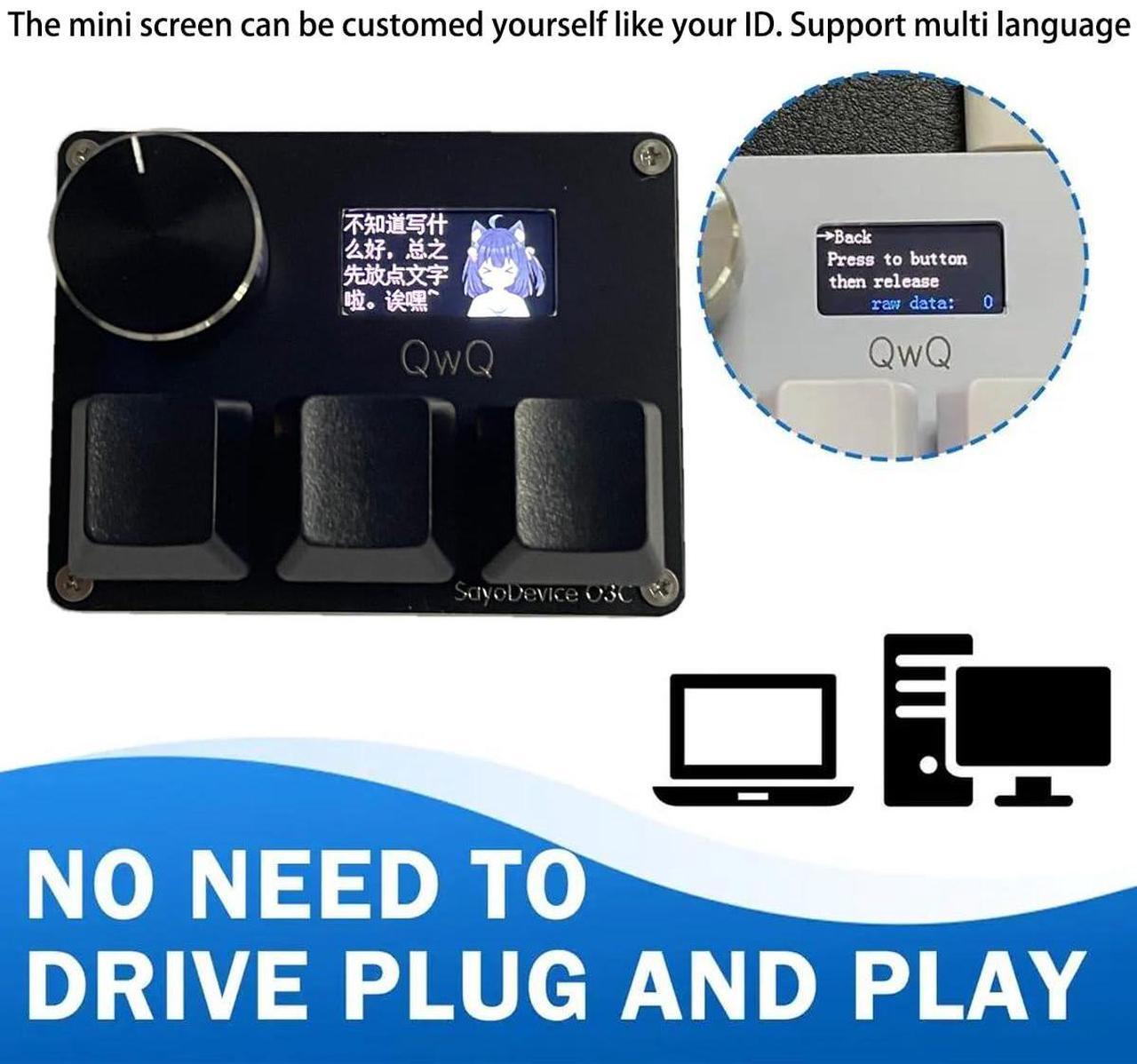 Alt view image 4 of 5 - AMJUDOT SayoDevice Magnetic Linear Switches Keyboard O3C OSU Keyboard GATERON Rapid Trigger OSU Gaming Keyboard with 4 Keys,IPS HD Screen and Knob(Black)